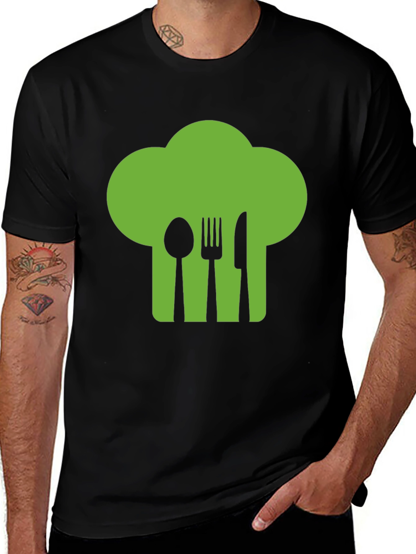 Variant 26 of Chef Hat Utensil Graphic Tee - Black