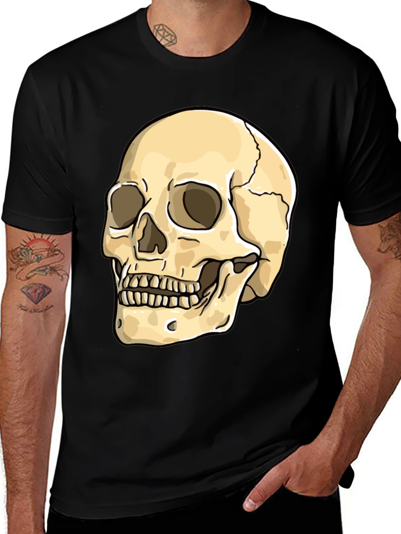Variant 12 of Skull Graphic Print Crew Neck T-Shirt