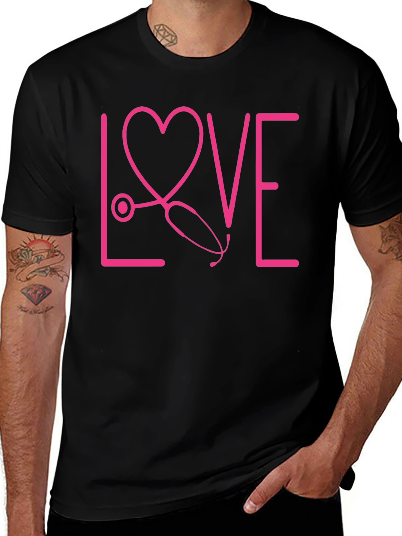 Variant 13 of Love Nurse T-Shirt - Pink Stethoscope Heart