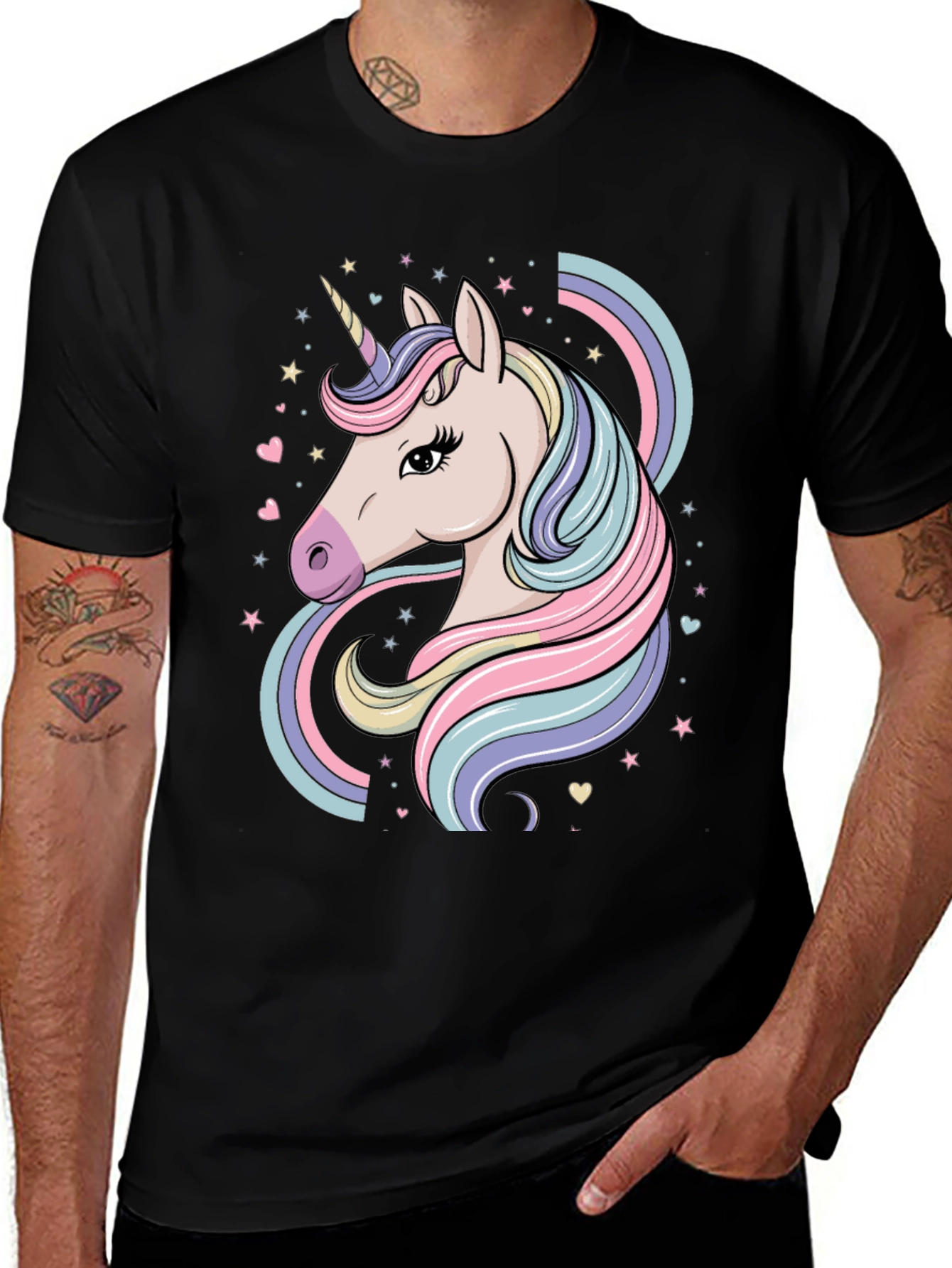 Variant 11 of Unicorn Graphic Tee - Men's Black T-Shirt