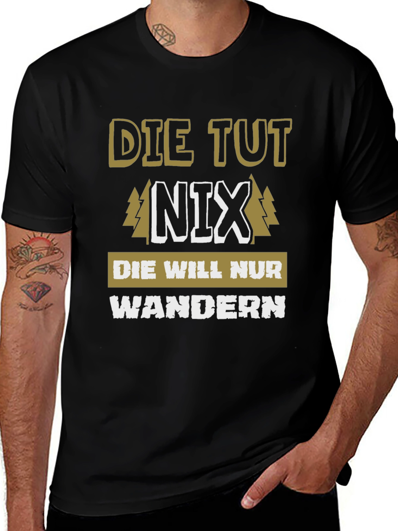 Variant 19 of Die Tut Nix Wandern T-Shirt - Black Cotton Tee