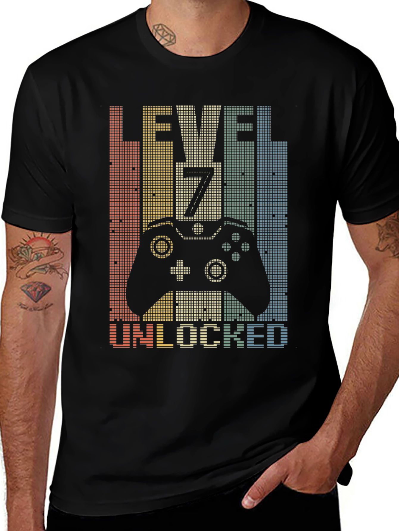 Variant 3 of Level 7 Unlocked Gamer T-Shirt - Retro Style