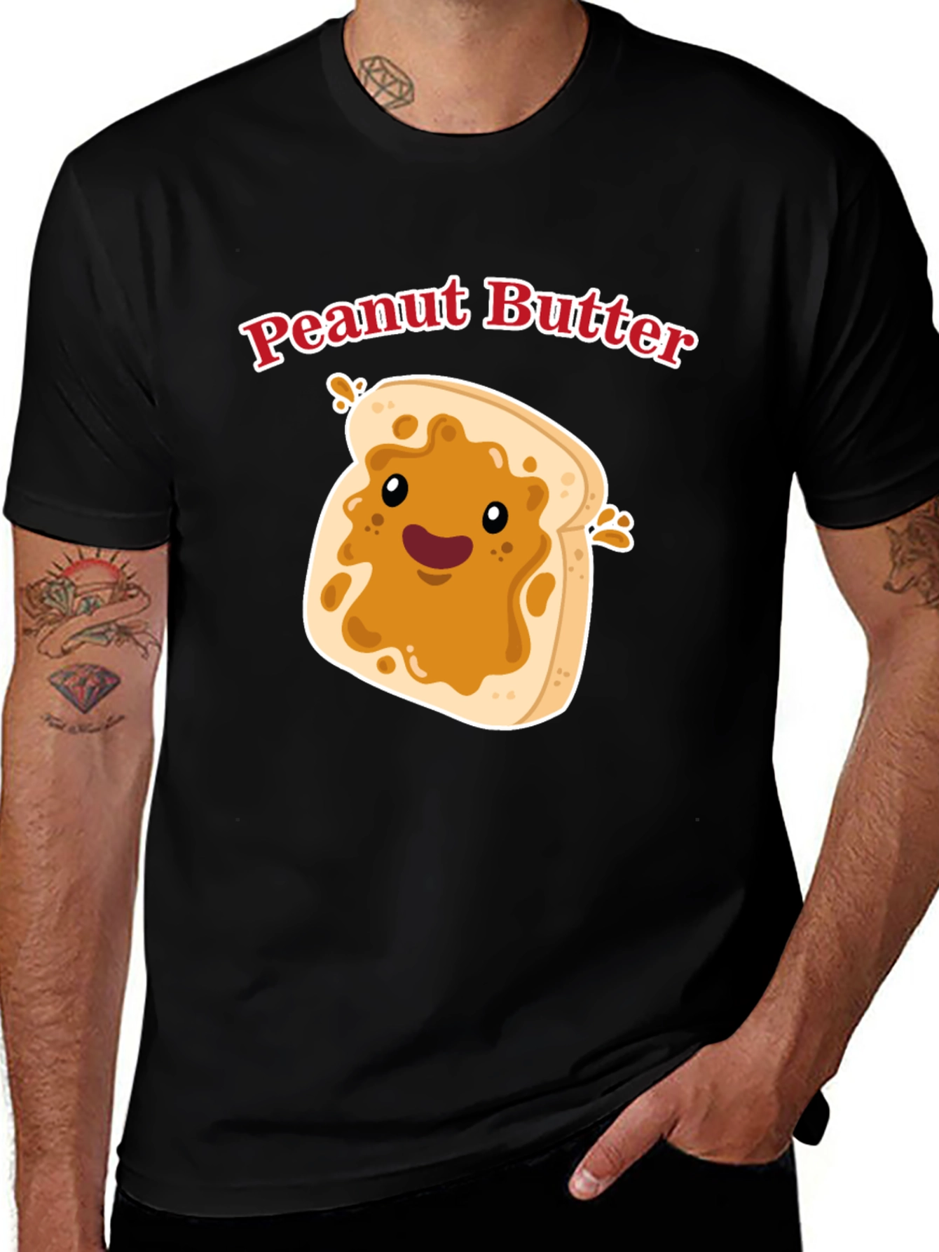 Variant 17 of Peanut Butter Sandwich Graphic Black T-Shirt