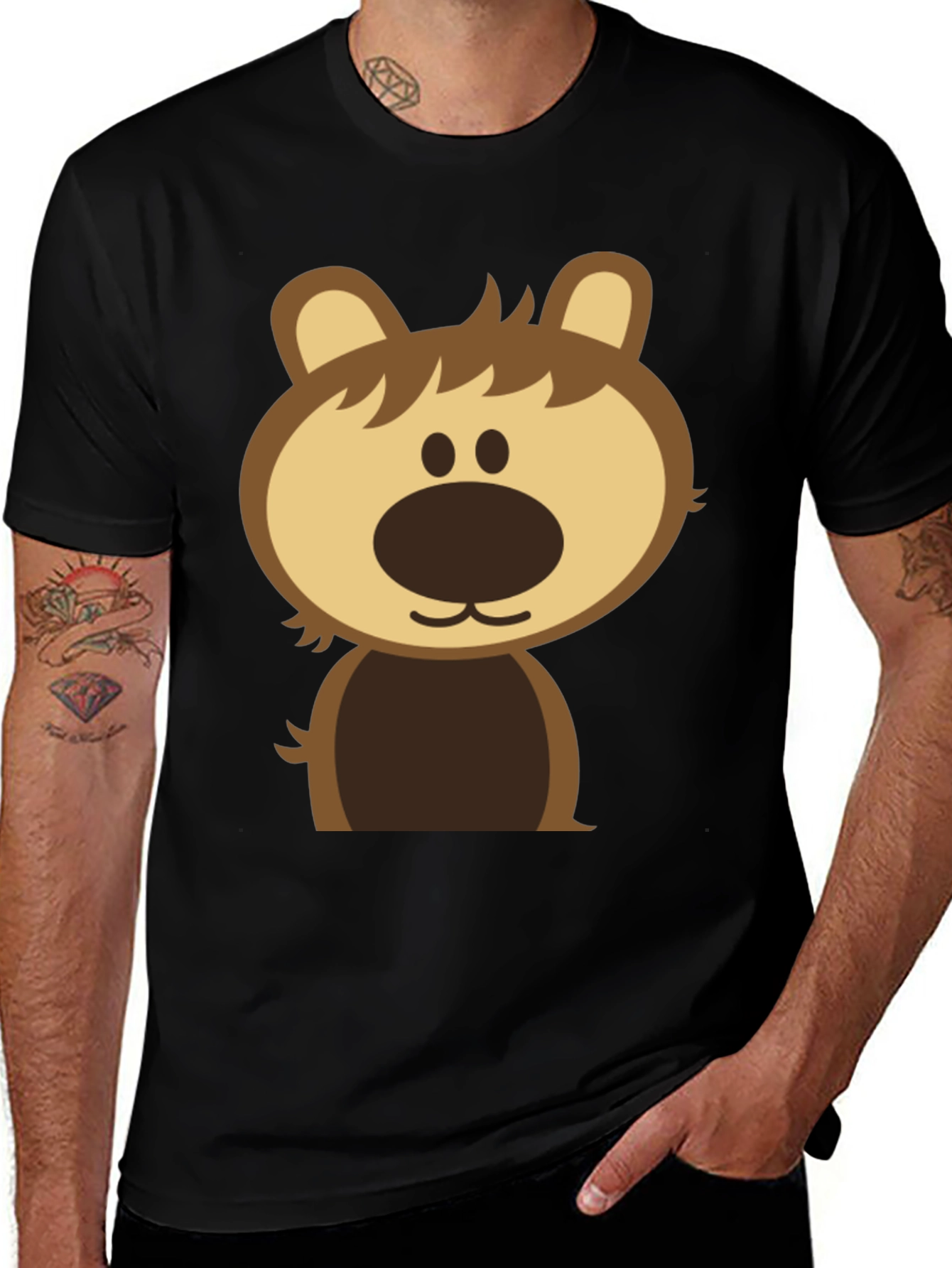 Variant 24 of Cute Cartoon Bear Black T-Shirt