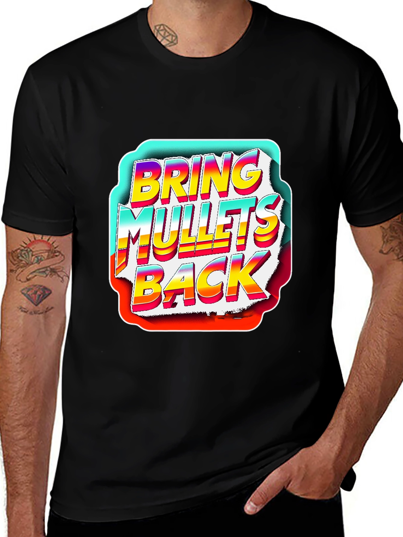 Variant 22 of Bring Mullets Back Graphic T-Shirt - Retro Style