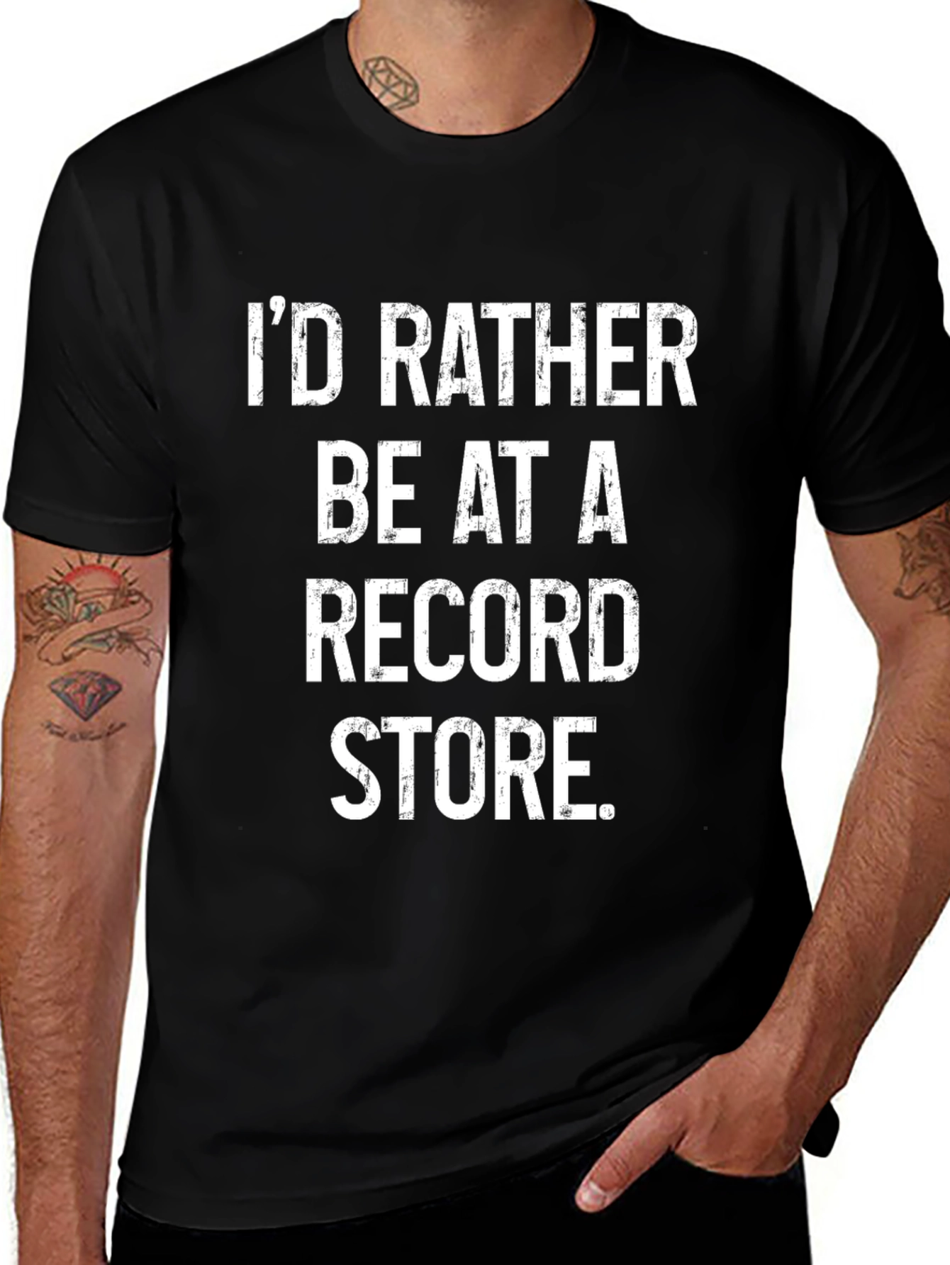 Variant 23 of I'd Rather Be at a Record Store Black T-Shirt