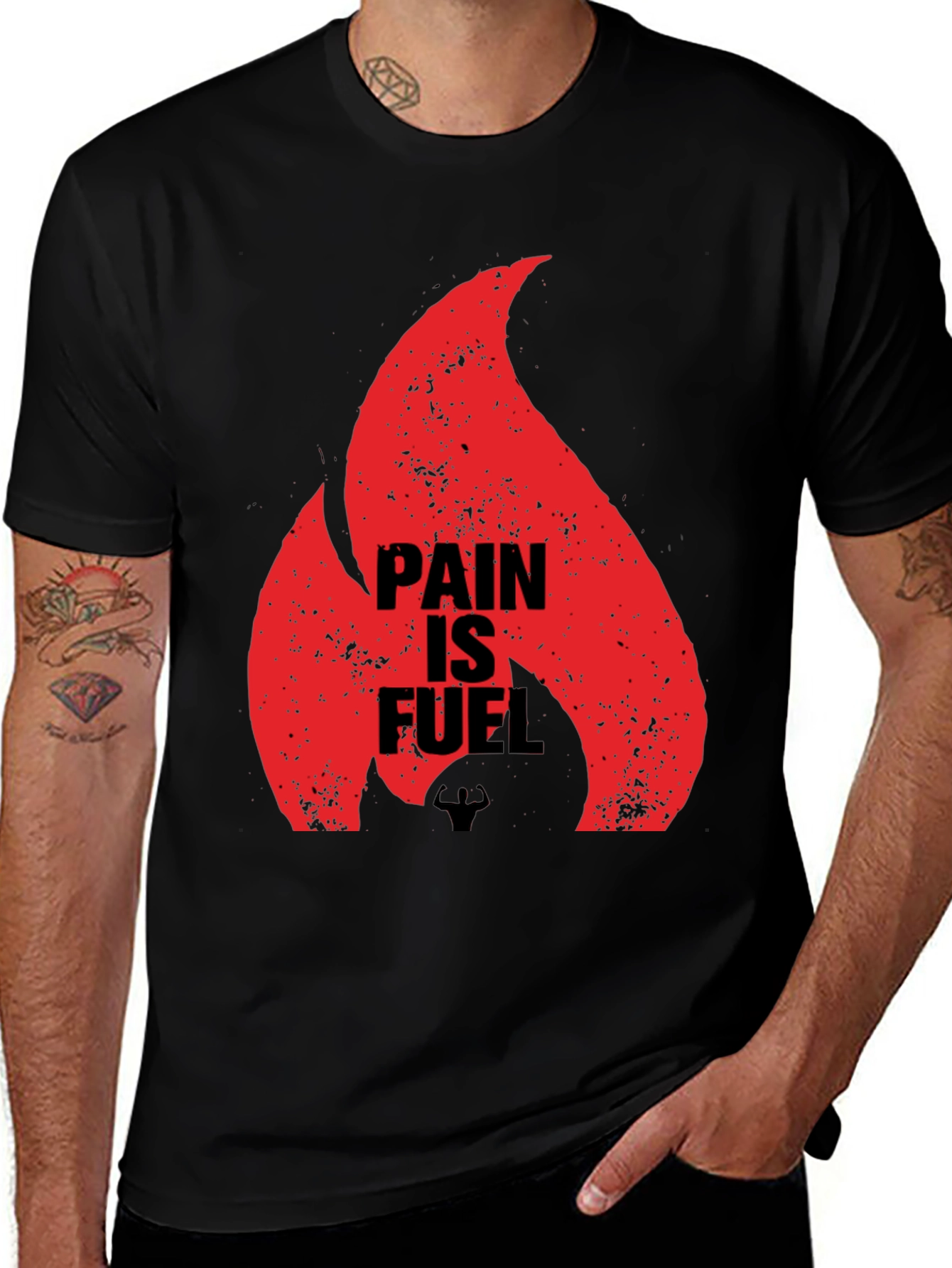 Variant 15 of Pain is Fuel Graphic T-Shirt - Motivational Gym Wear