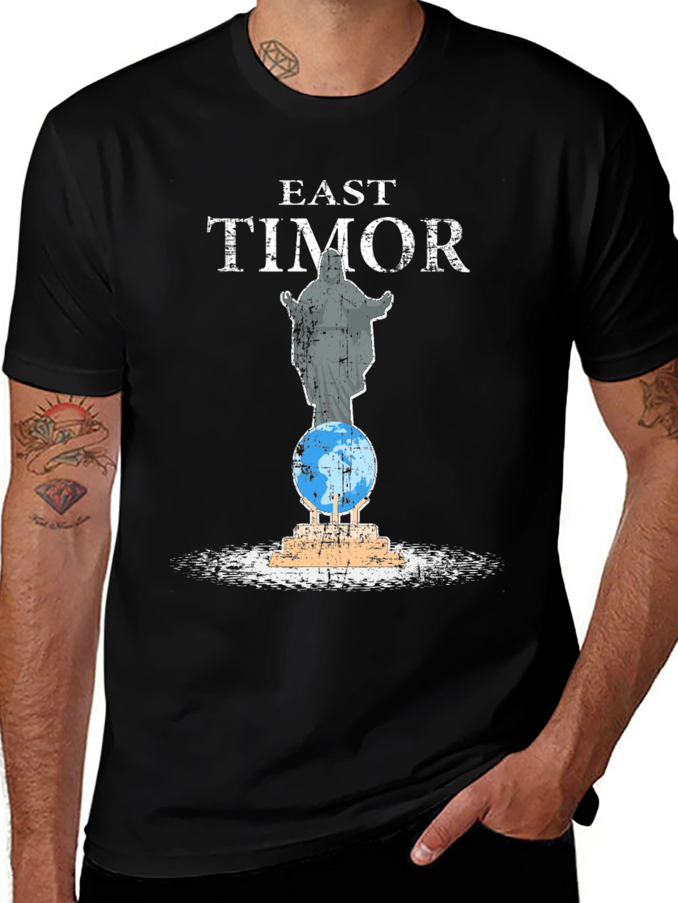 East Timor Statue Graphic Tee - Black