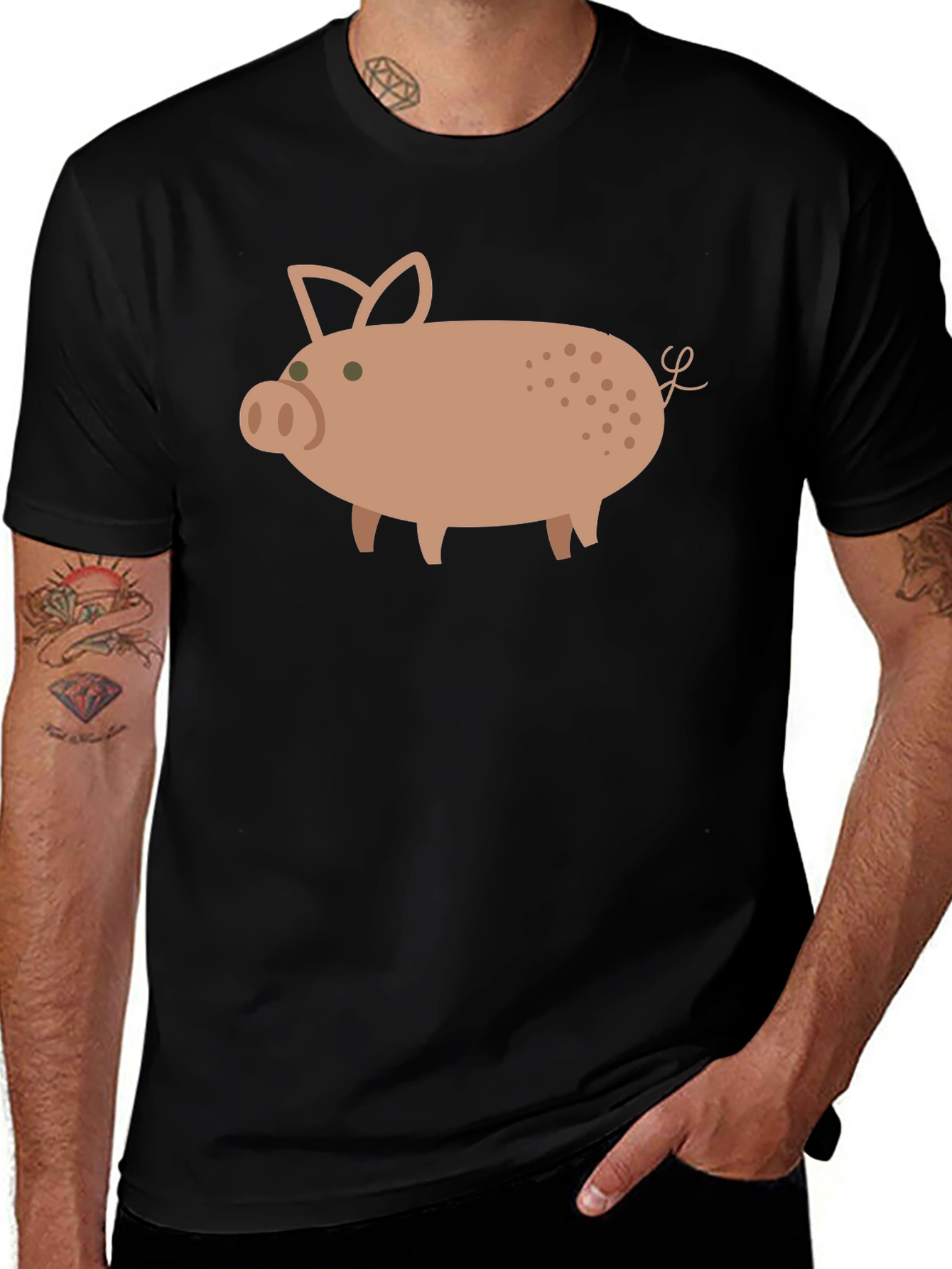 Variant 11 of Pig Graphic Tee - Casual Black T-Shirt