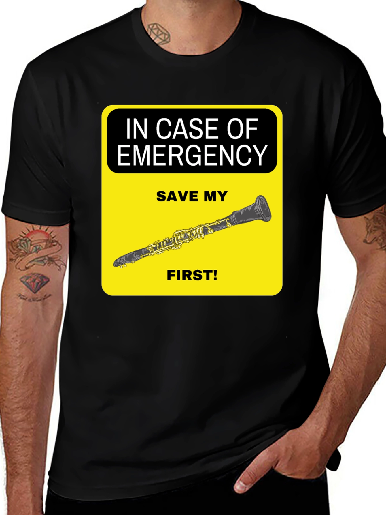 Variant 17 of Emergency Clarinet T-Shirt - Save My Clarinet First!