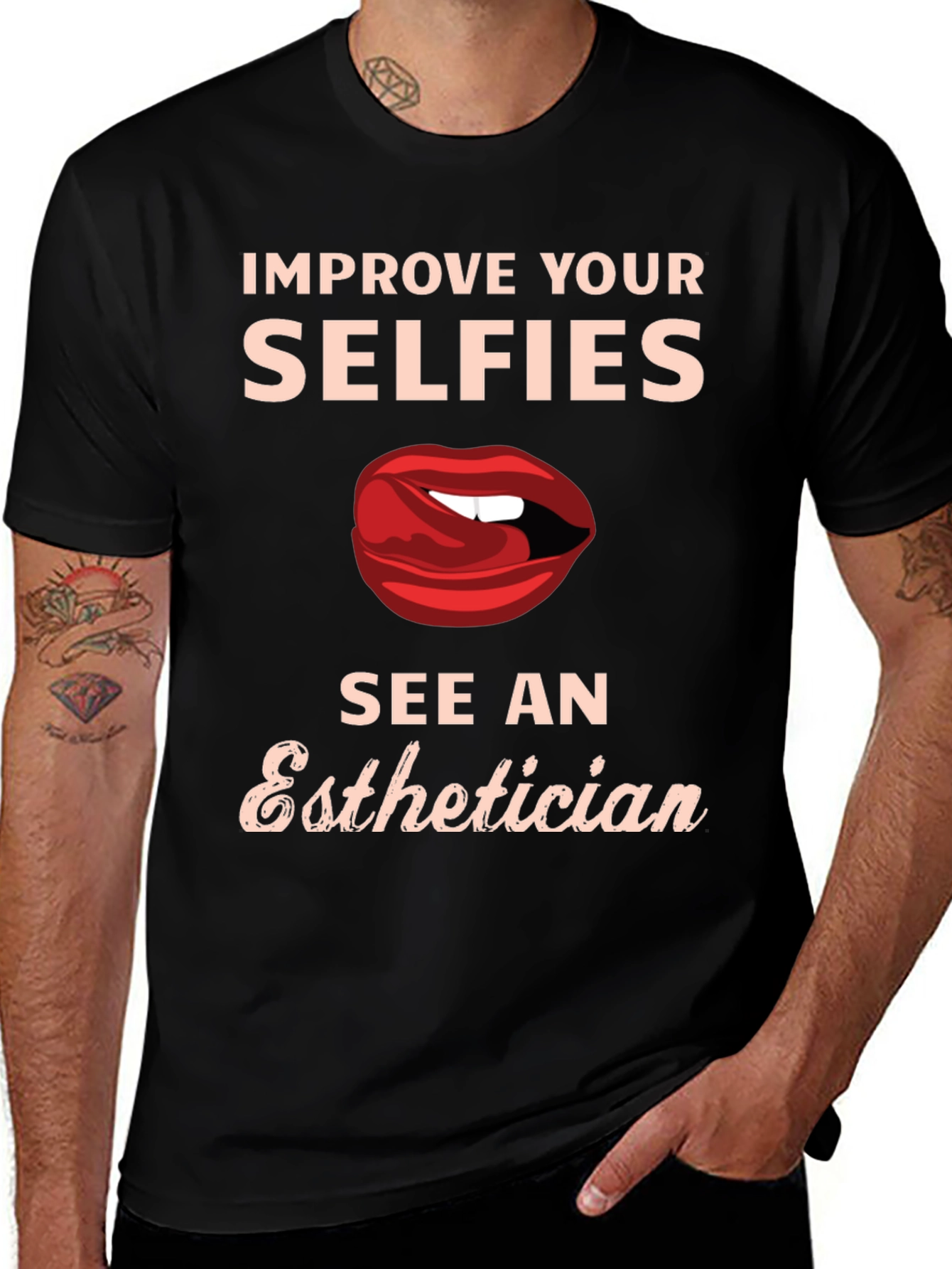 Variant 4 of Improve Your Selfies Esthetician Graphic Tee