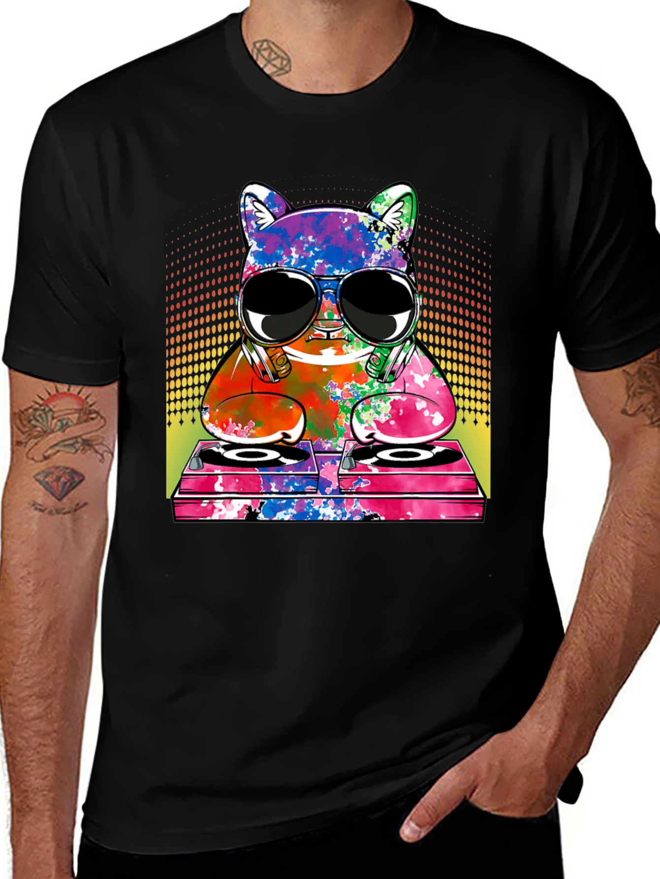 Variant 26 of DJ Cat Graphic Tee - Music Lover's T-Shirt