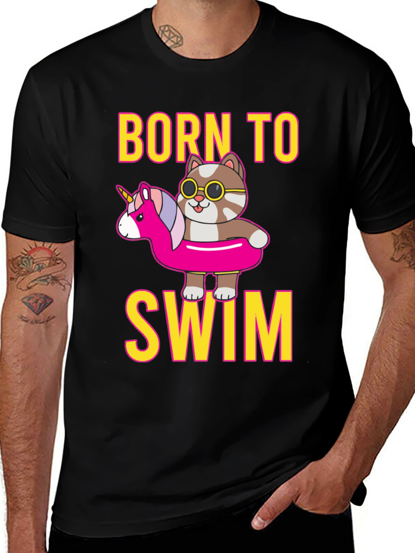 Variant 19 of Born To Swim Cat T-Shirt 