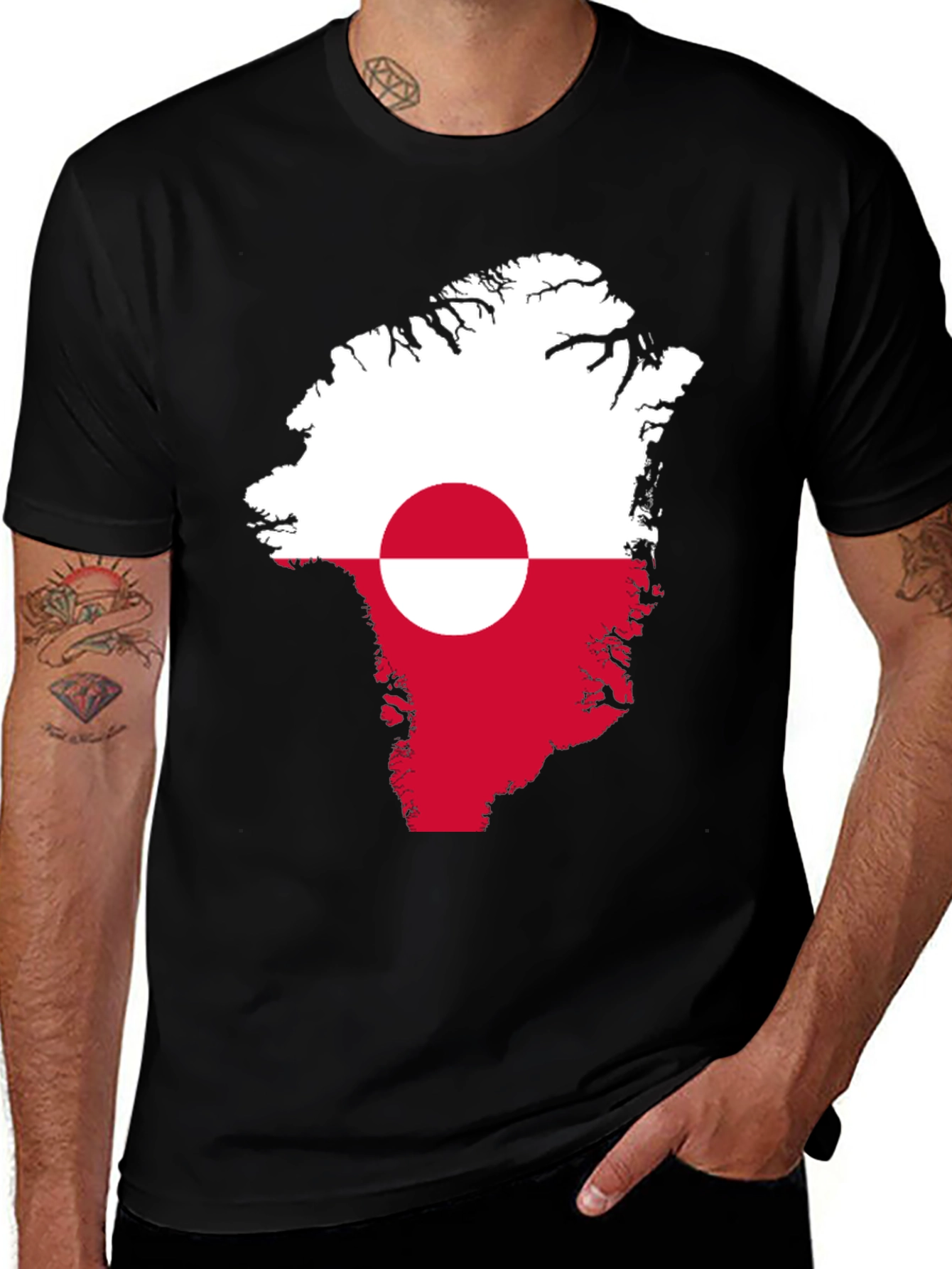 Variant 17 of Greenland Flag Map T-Shirt