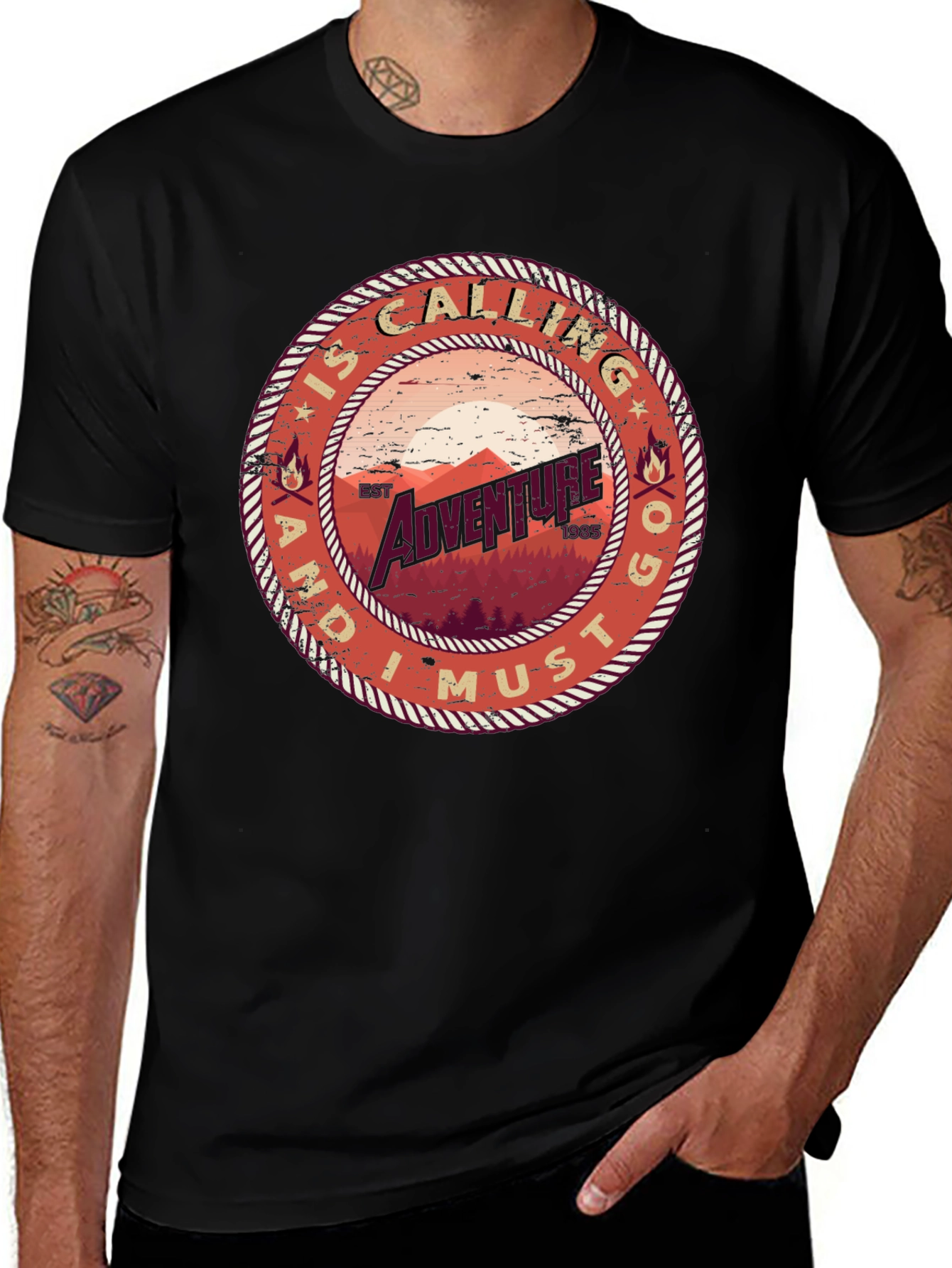 Variant 20 of Adventure Calling Tee - Mens Black T-Shirt