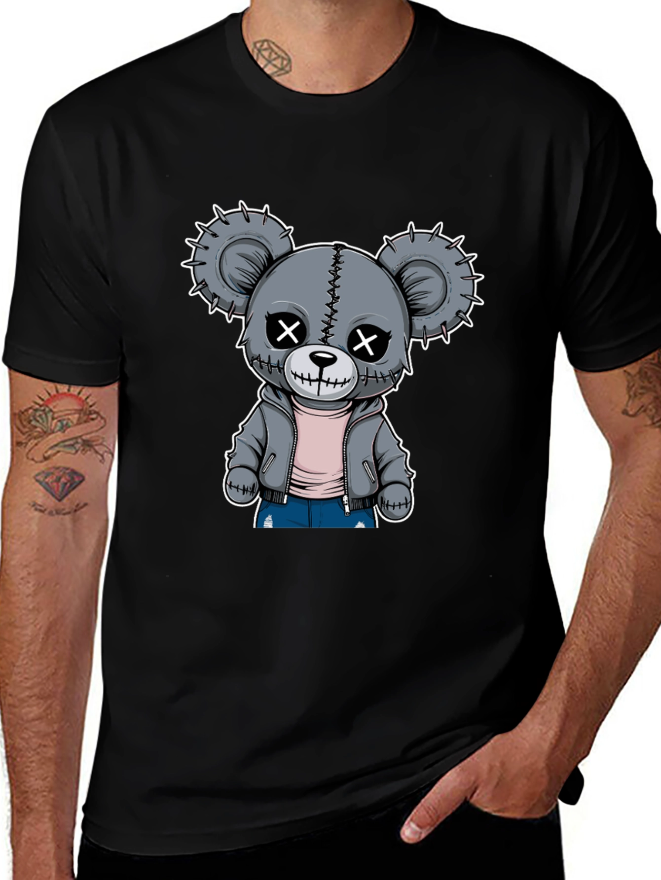 Variant 7 of Creepy Cute Teddy Bear Graphic T-Shirt - Black