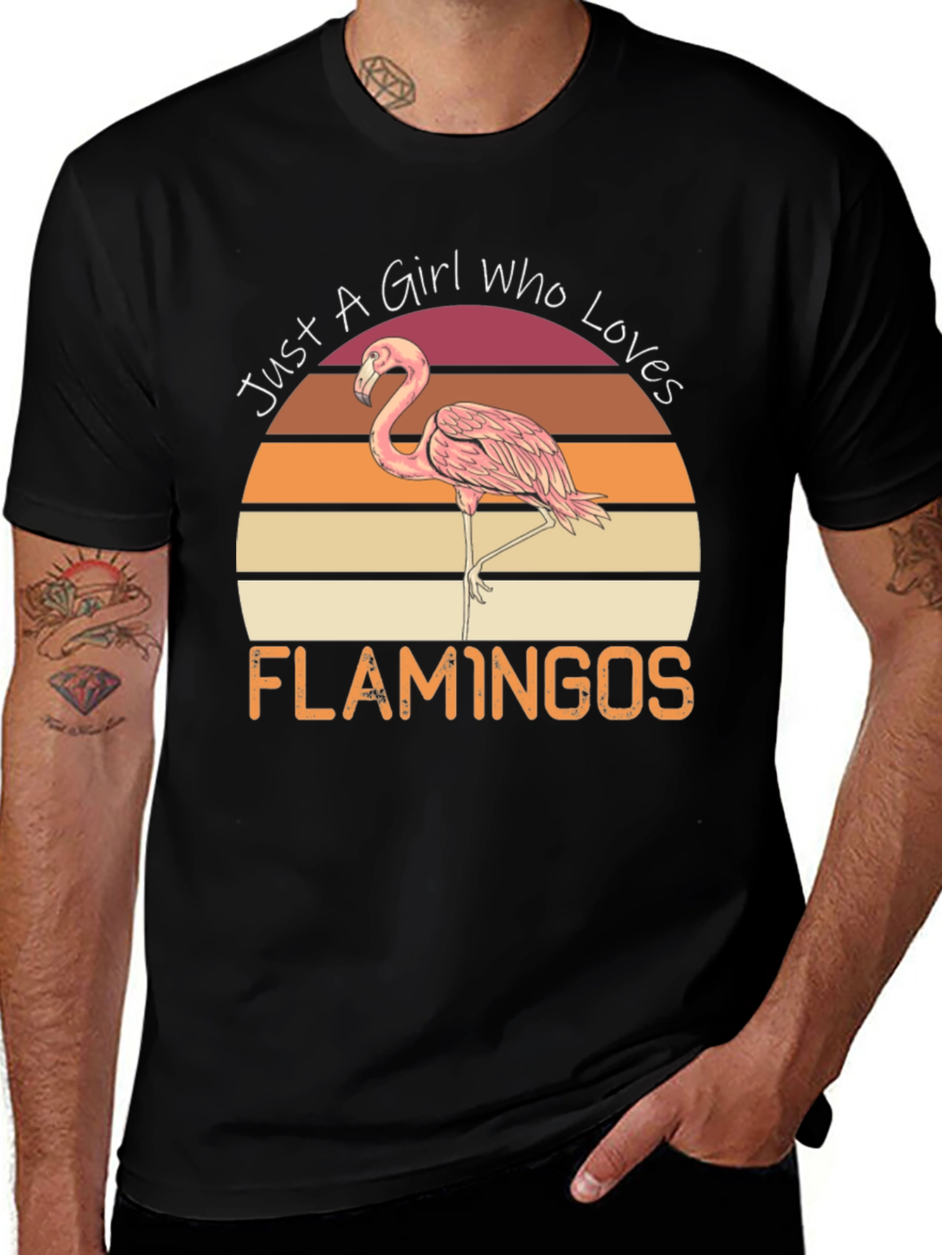 Variant 28 of Girl Who Loves Flamingos Graphic Tee