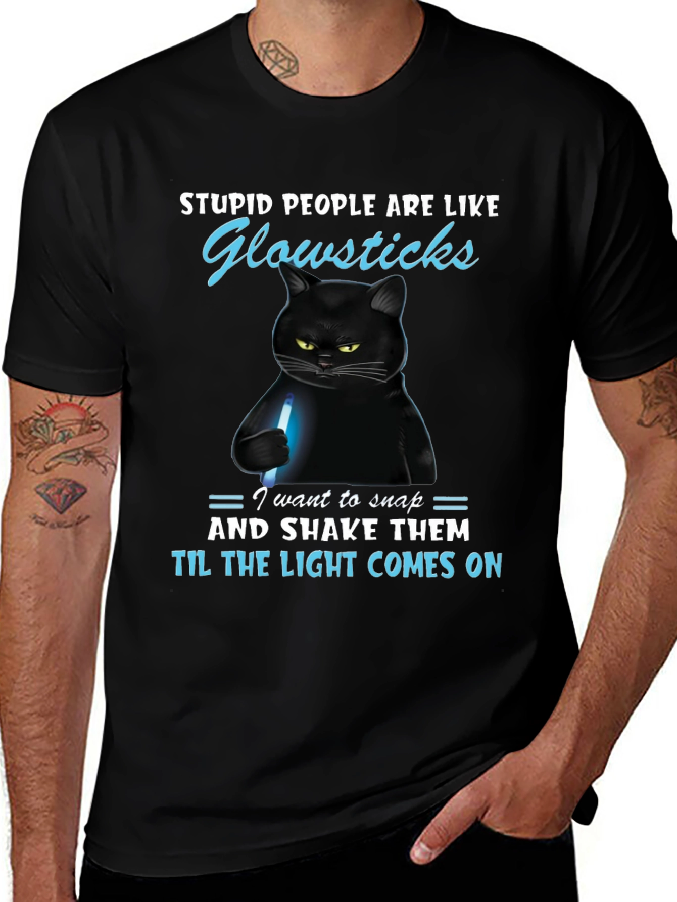 Variant 5 of Funny Cat Glowsticks Graphic T-Shirt