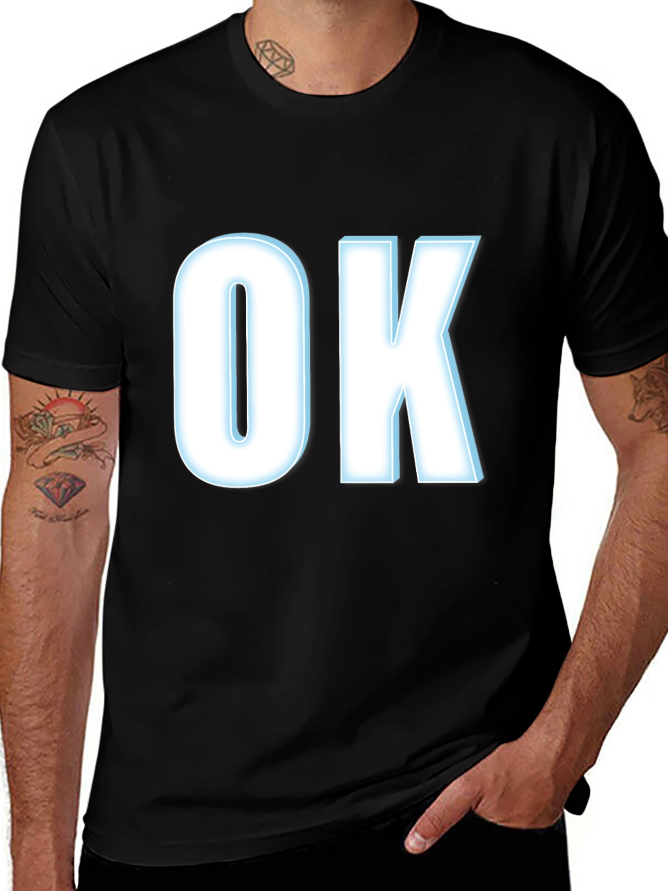 Variant 28 of OK Graphic Tee - Men's Black Short Sleeve T-Shirt