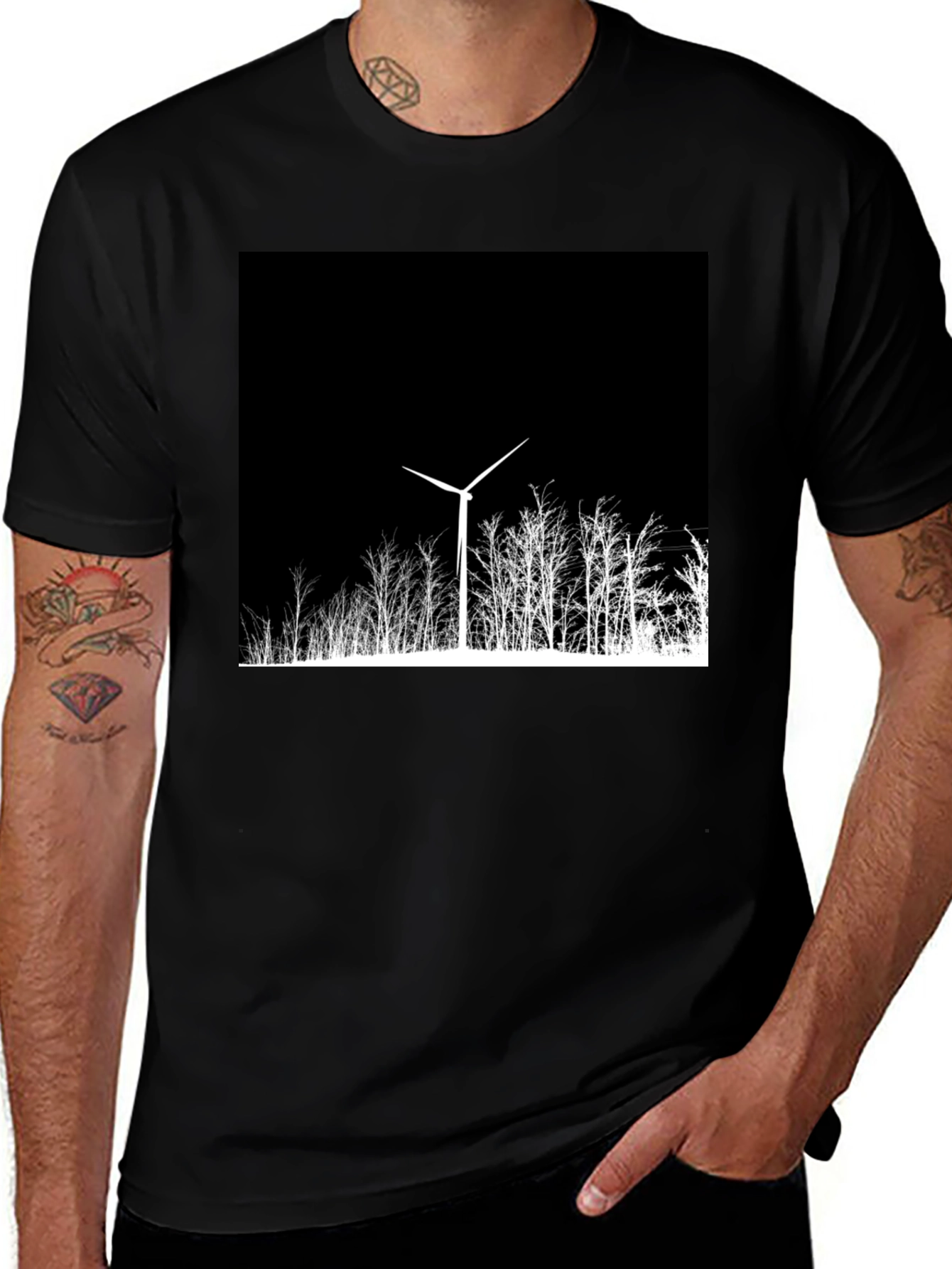 Variant 23 of Eco-Friendly Graphic Tee - Wind Turbine Design