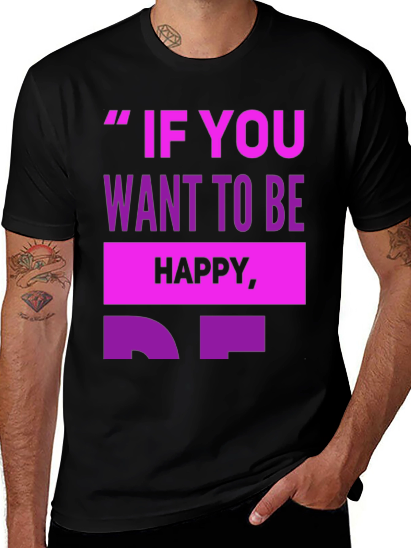 Variant 6 of Motivational T-Shirt - 'If You Want To Be Happy'