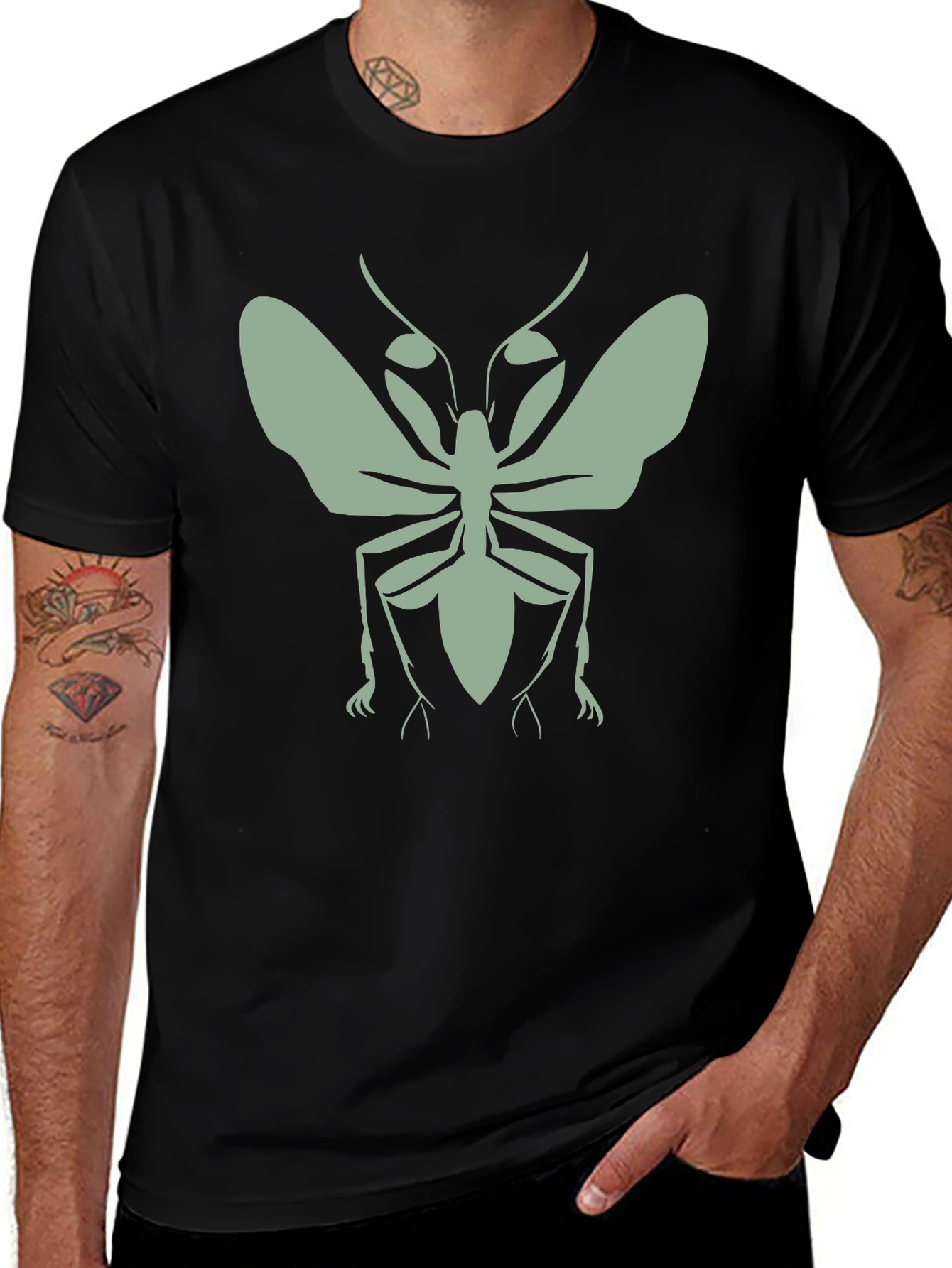 Insect Graphic Tee - Black Cotton T-Shirt