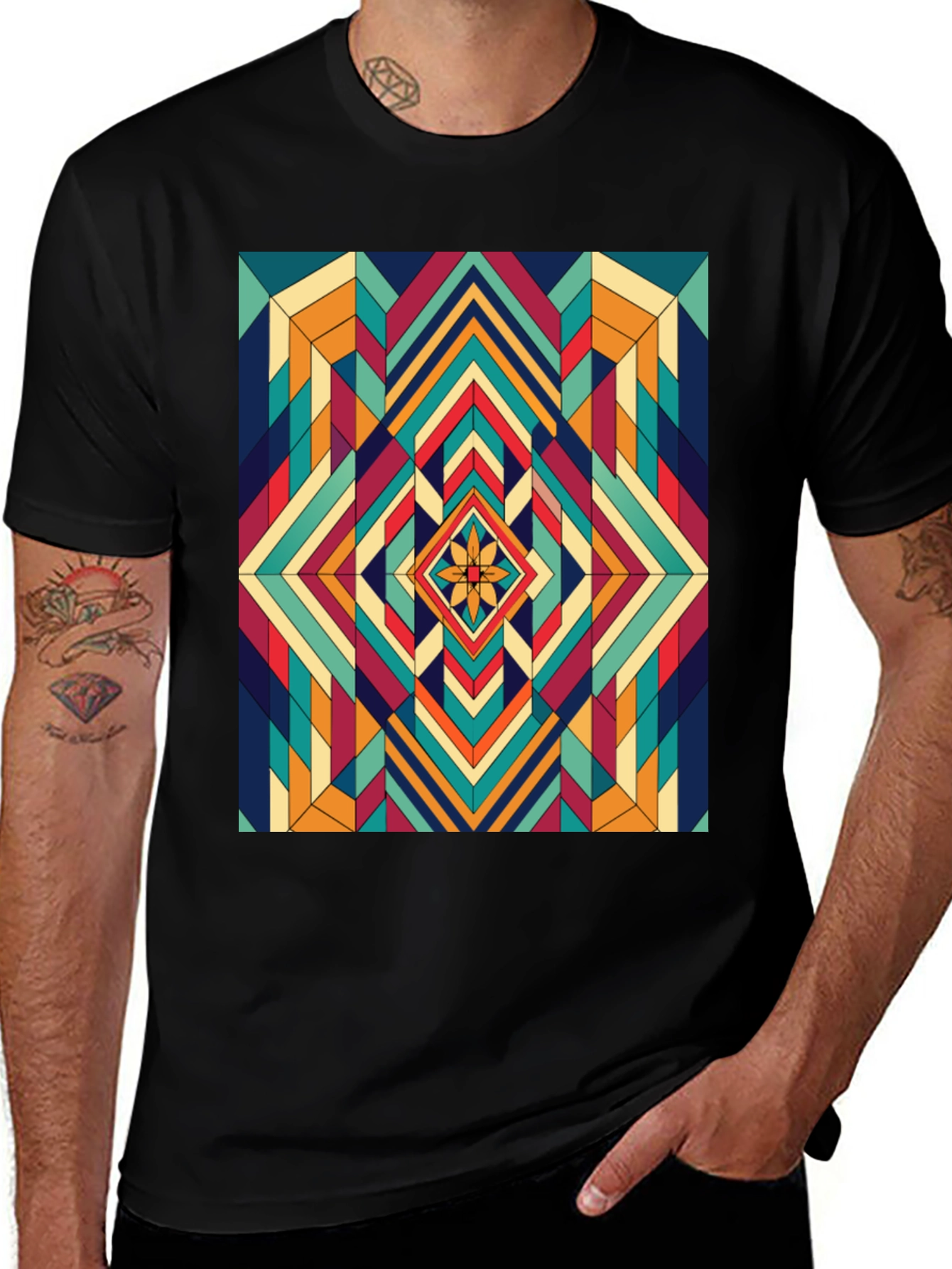 Variant 22 of Geometric Diamond Pattern T-Shirt