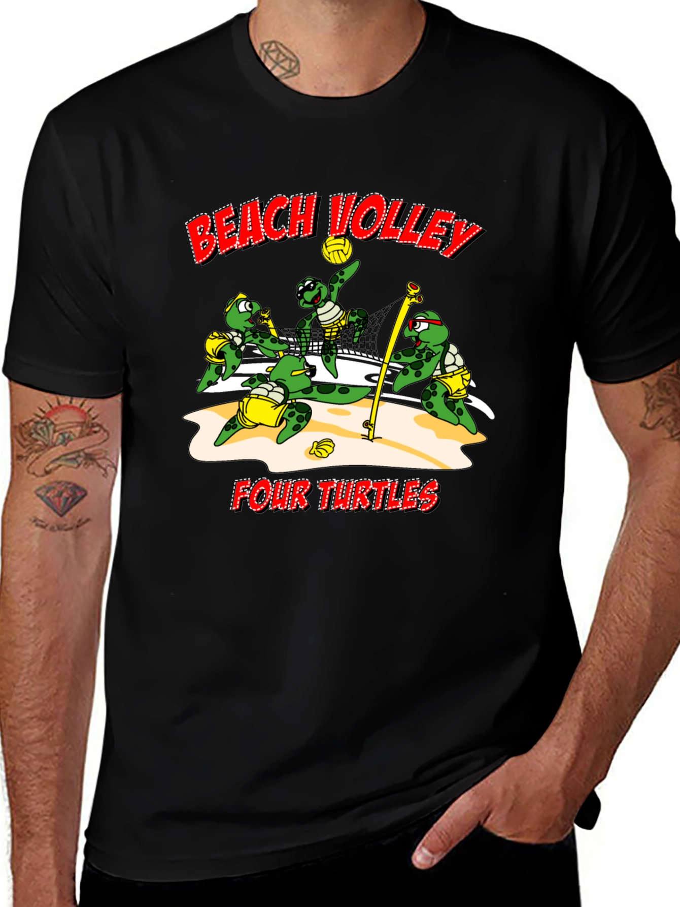 Variant 8 of Beach Volleyball Four Turtles Graphic T-Shirt
