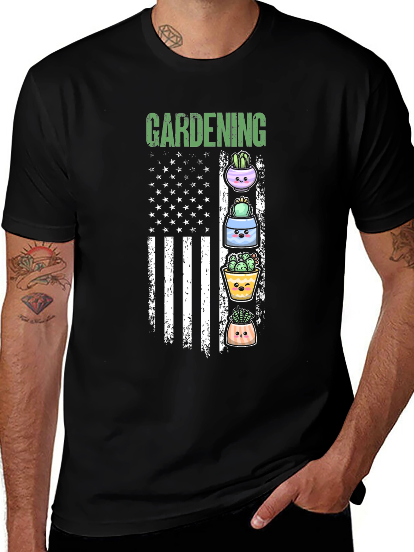 Variant 9 of Gardening USA Flag Graphic Tee - Unisex