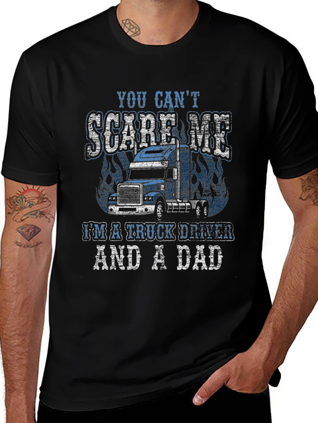 Variant 8 of Trucker Dad T-Shirt - You Can't Scare Me!