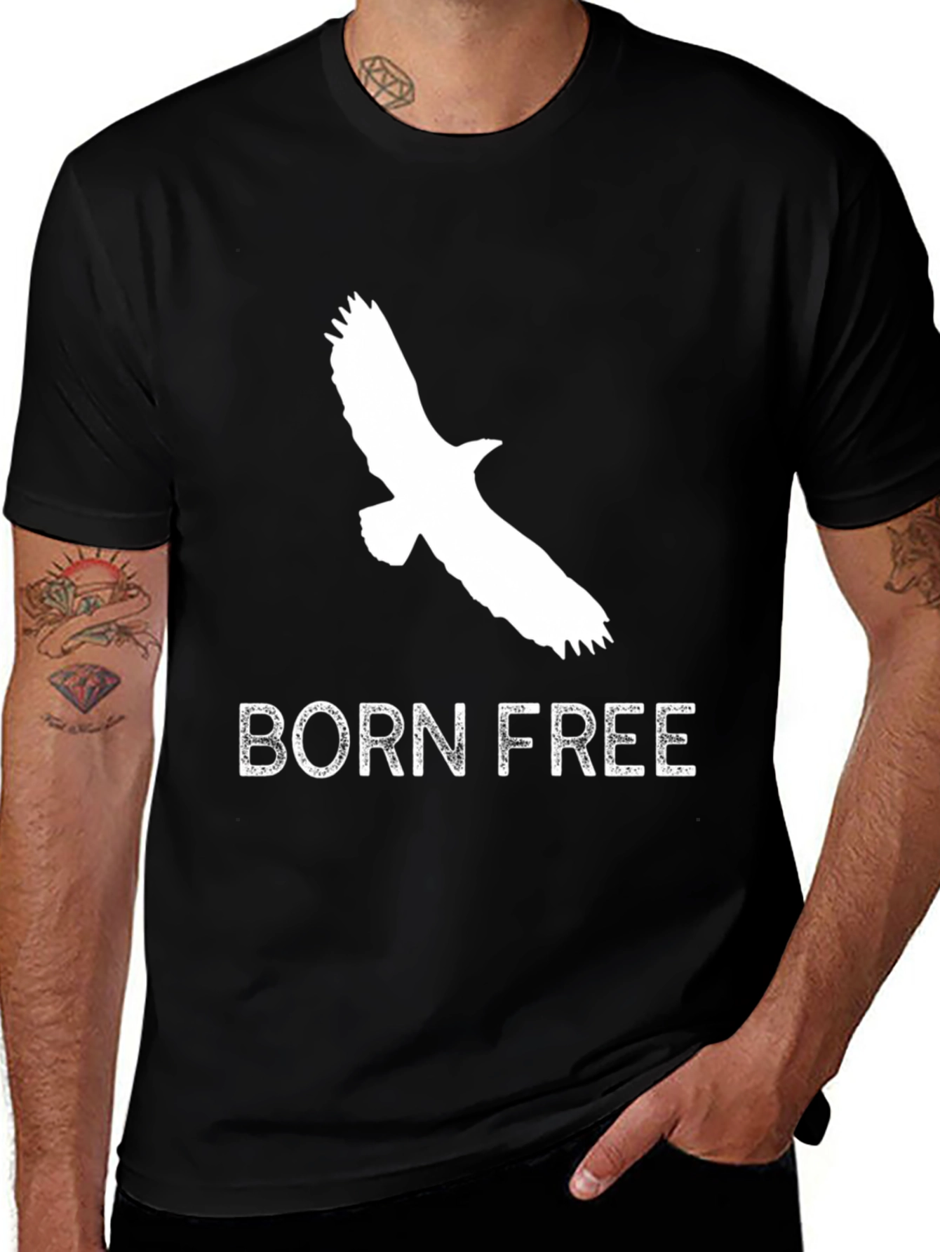 Variant 21 of Born Free Eagle Graphic Tee - Men's Black T-Shirt