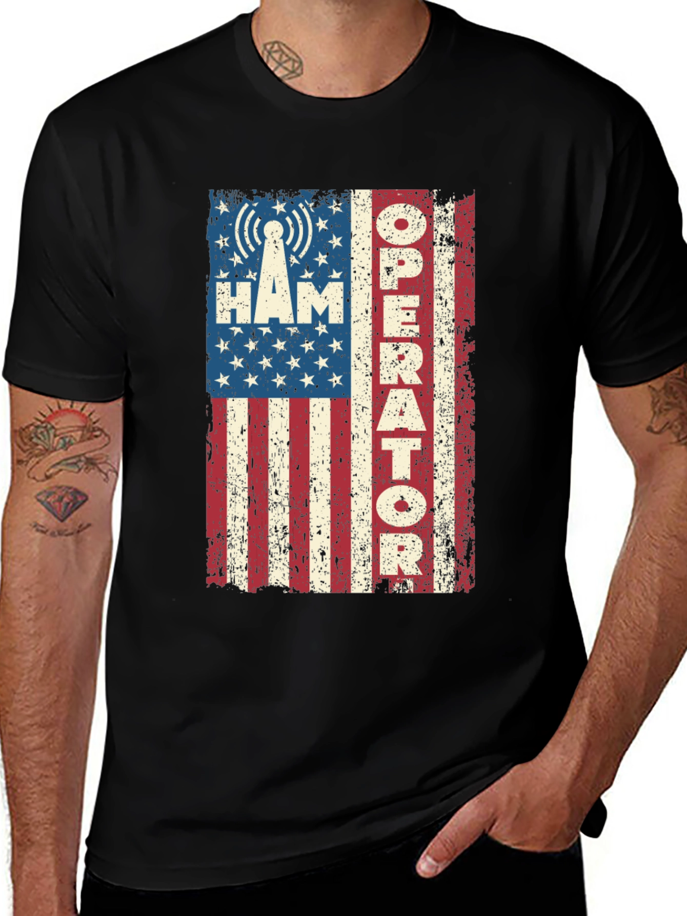 Variant 28 of Ham Radio Operator American Flag T-Shirt