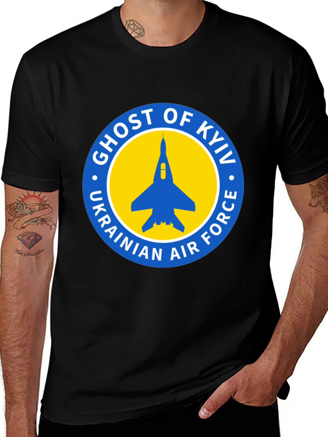 Variant 28 of Ghost of Kyiv Ukrainian Air Force Graphic Tee