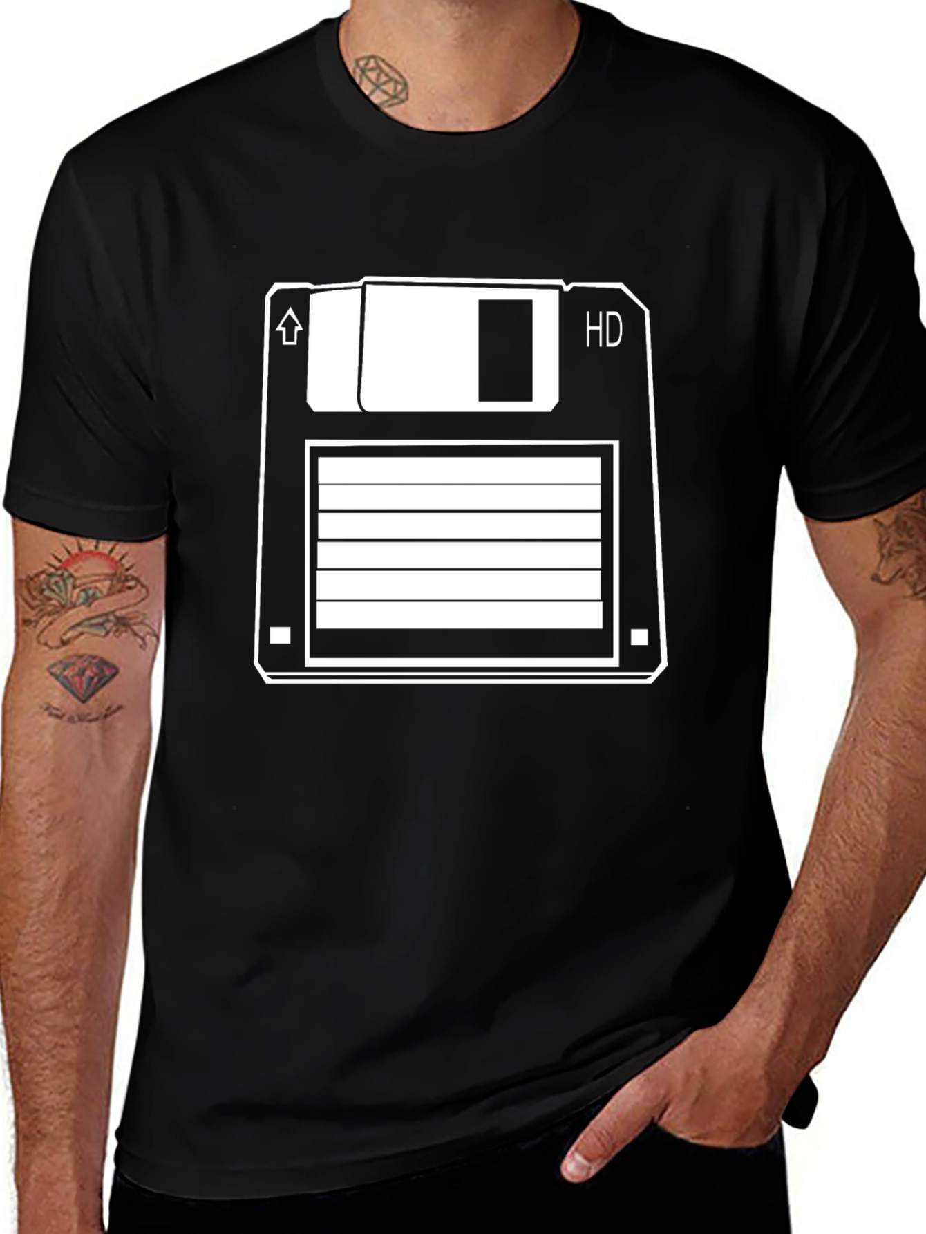 Variant 2 of Retro Floppy Disk T-Shirt - Vintage Tech Style