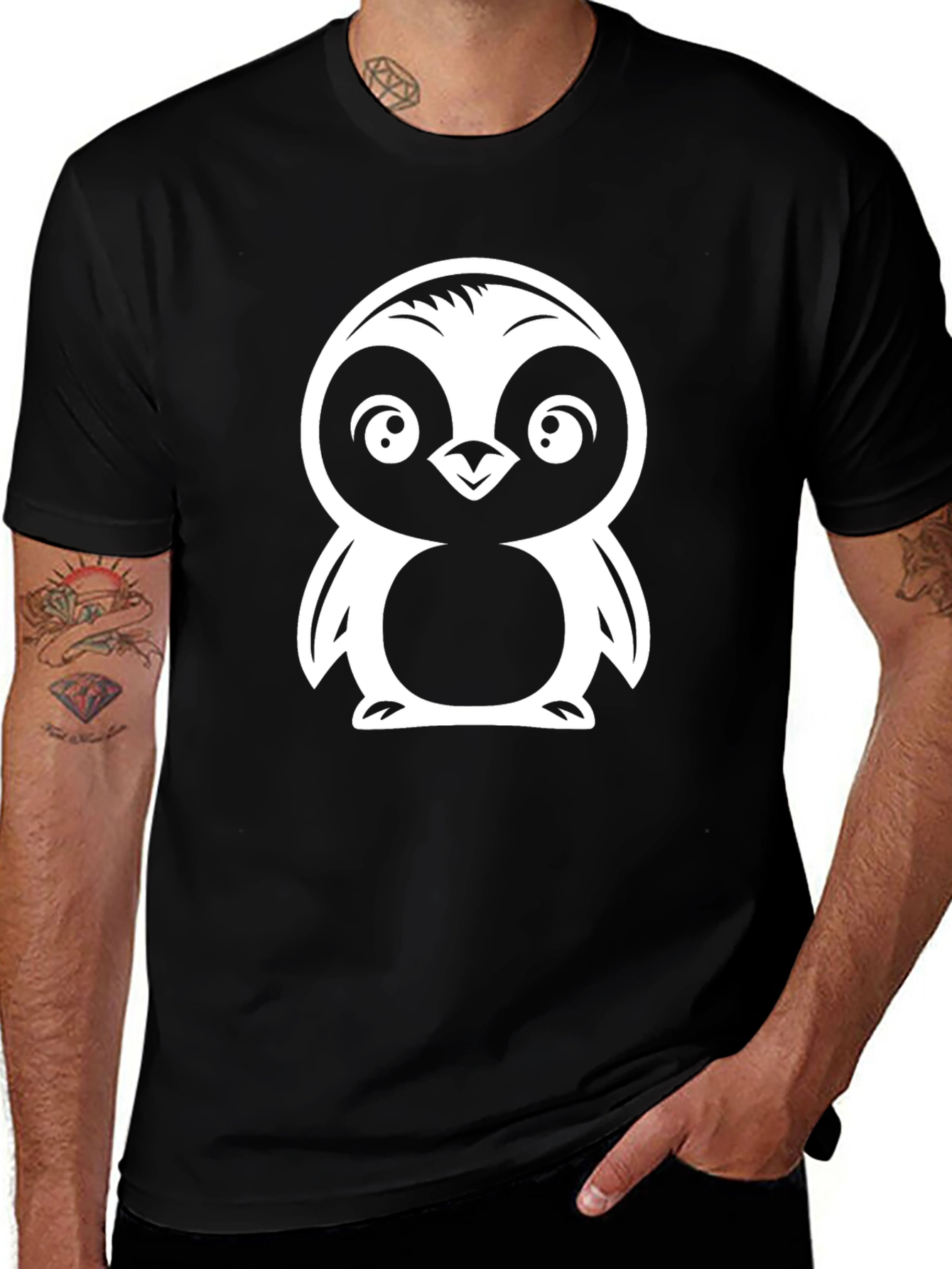 Variant 26 of Cute Penguin Graphic Tee - Black