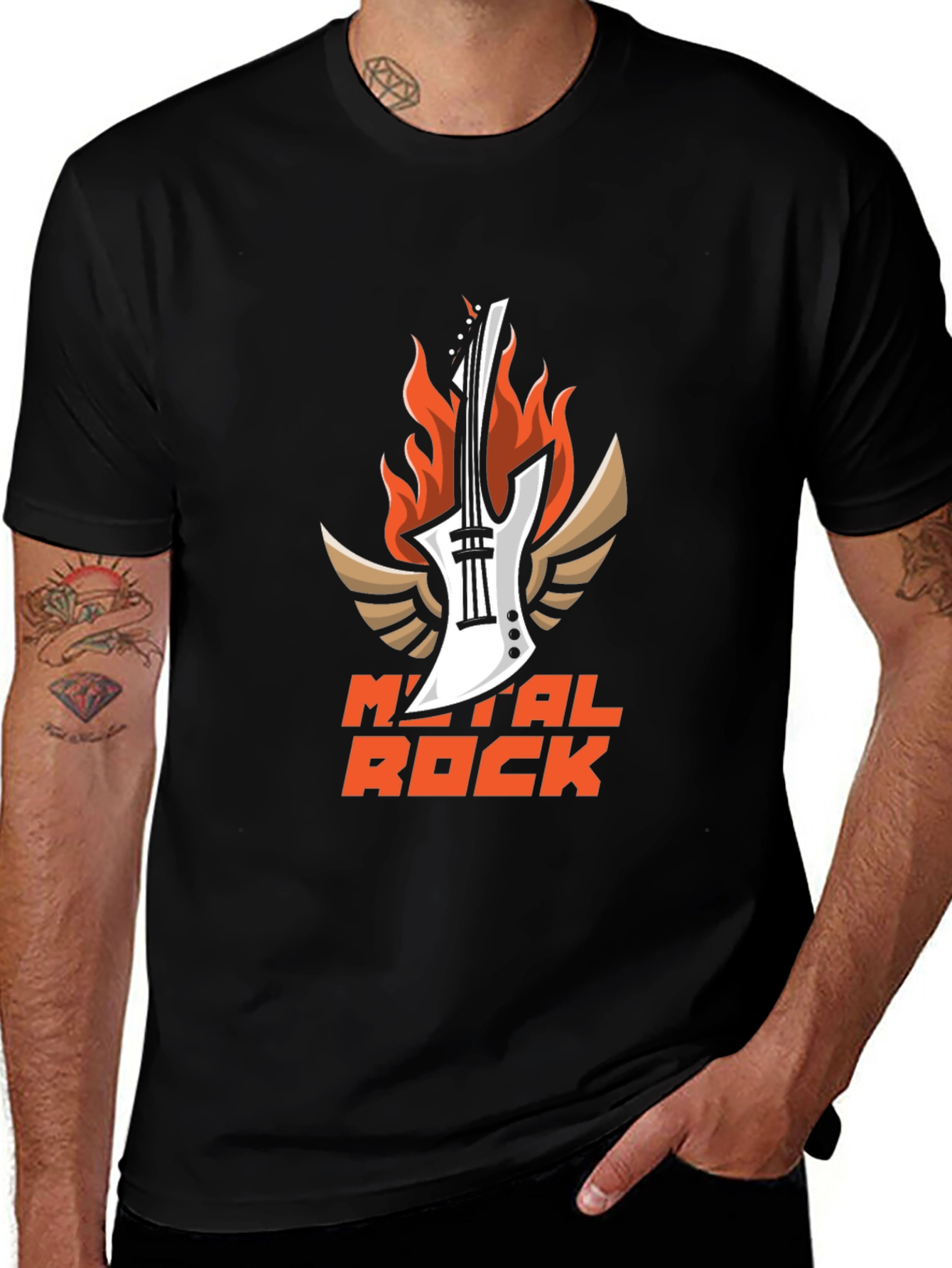 Variant 3 of Metal Rock Guitar T-Shirt - Black