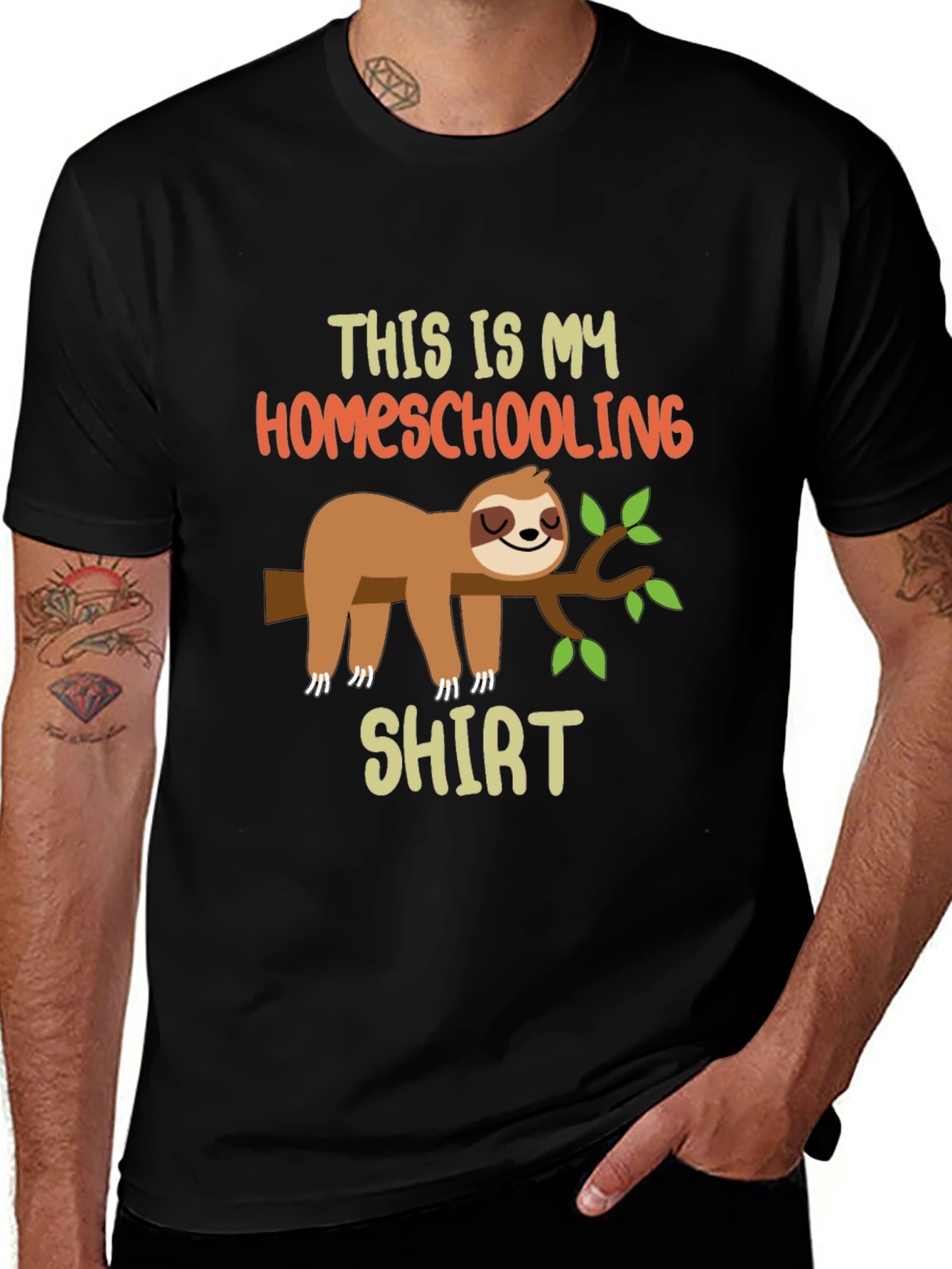 Black Homeschooling Sloth T-Shirt main image