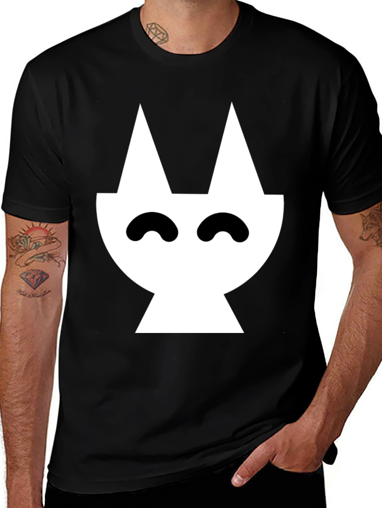 Variant 14 of Abstract Cat Graphic Black T-Shirt