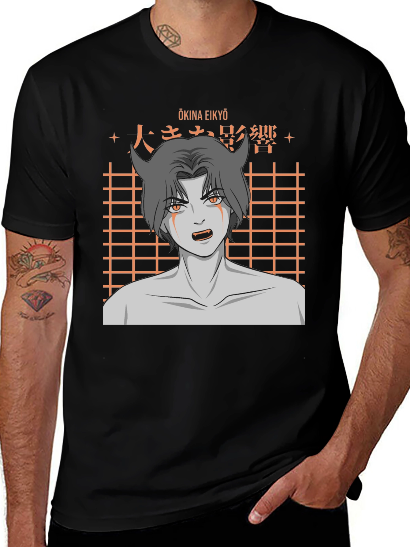 Variant 27 of Anime Demon Graphic Tee - Black Cotton T-Shirt