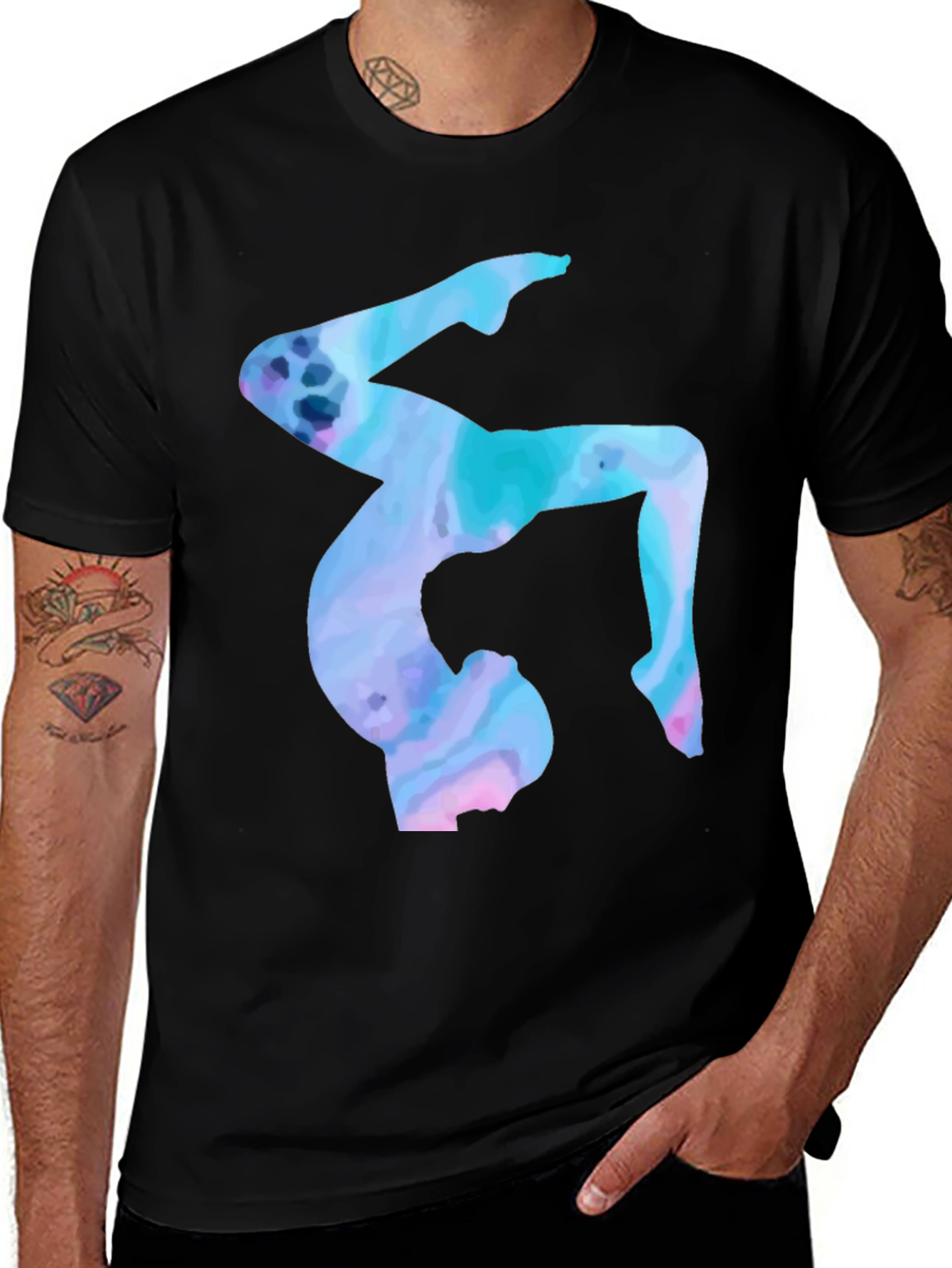 Variant 23 of Watercolor Yoga Pose Black T-Shirt