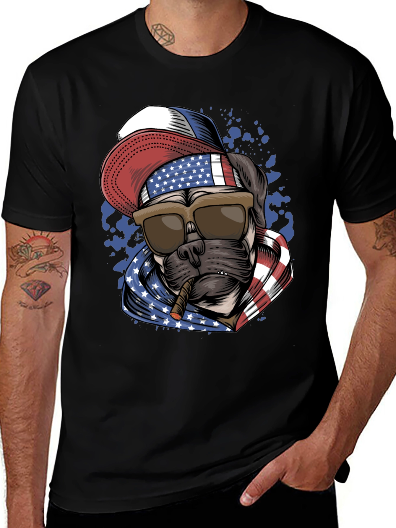 Variant 7 of Patriotic Bulldog T-Shirt