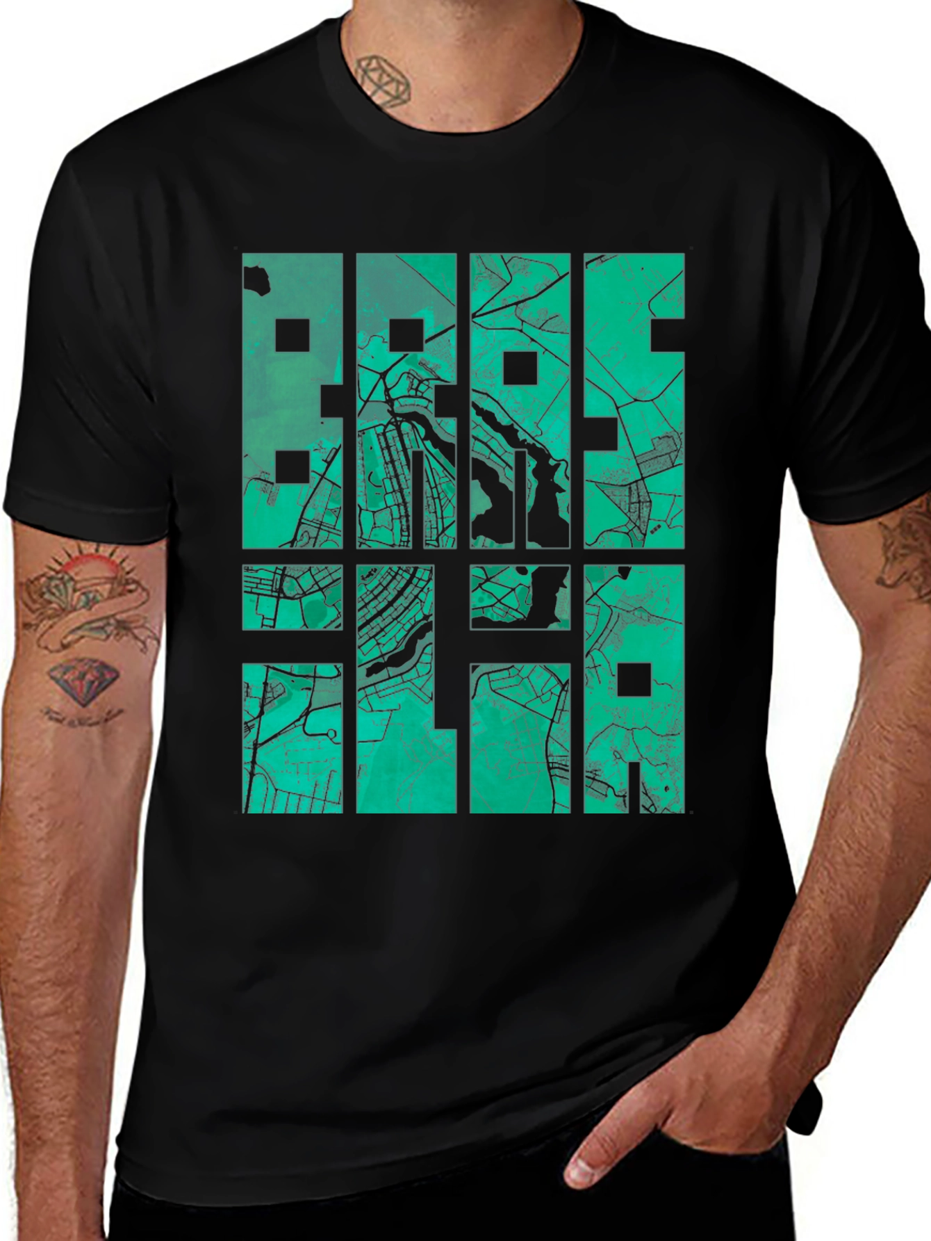Variant 23 of Brasilia Map T-Shirt - Stylish Cityscape Design