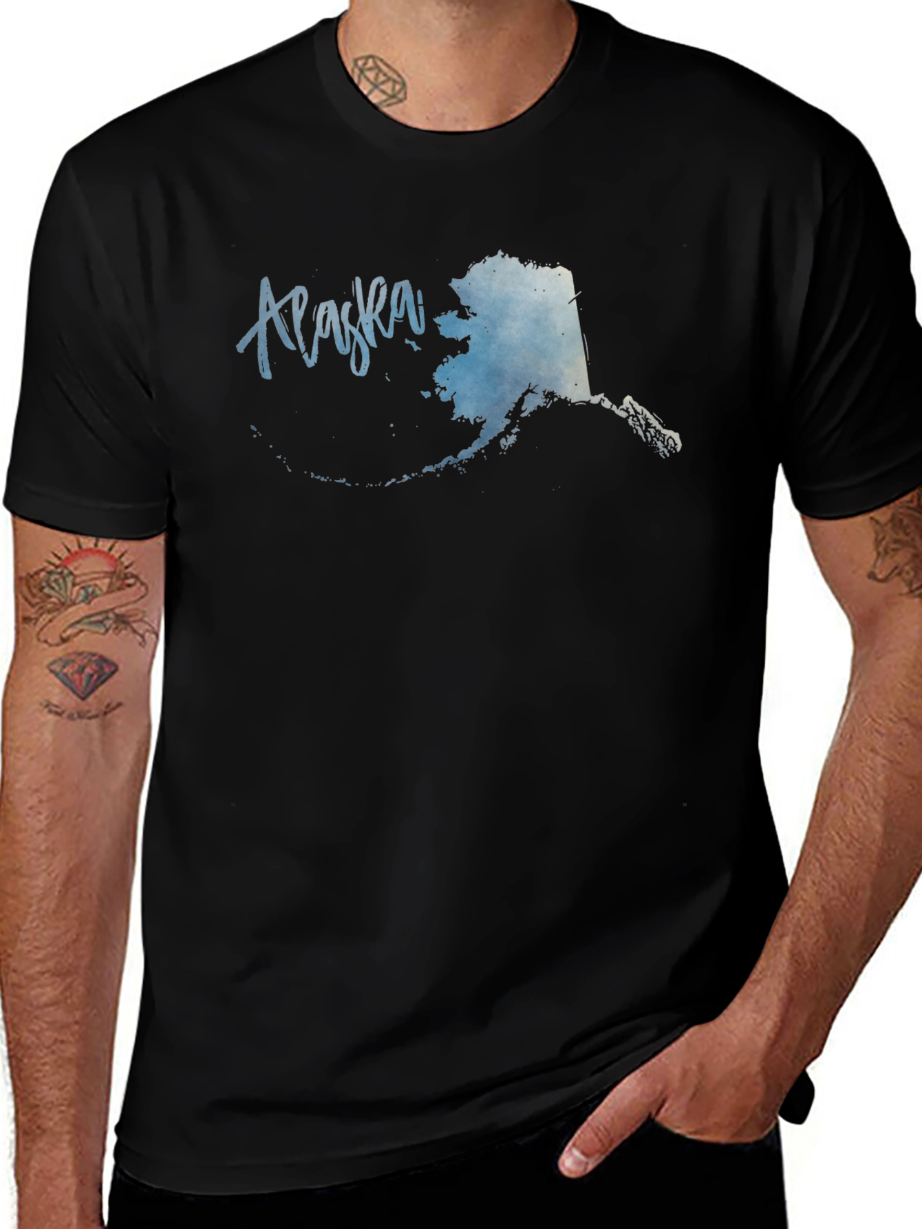 Variant 8 of Alaska State Map Graphic Men's Black T-Shirt