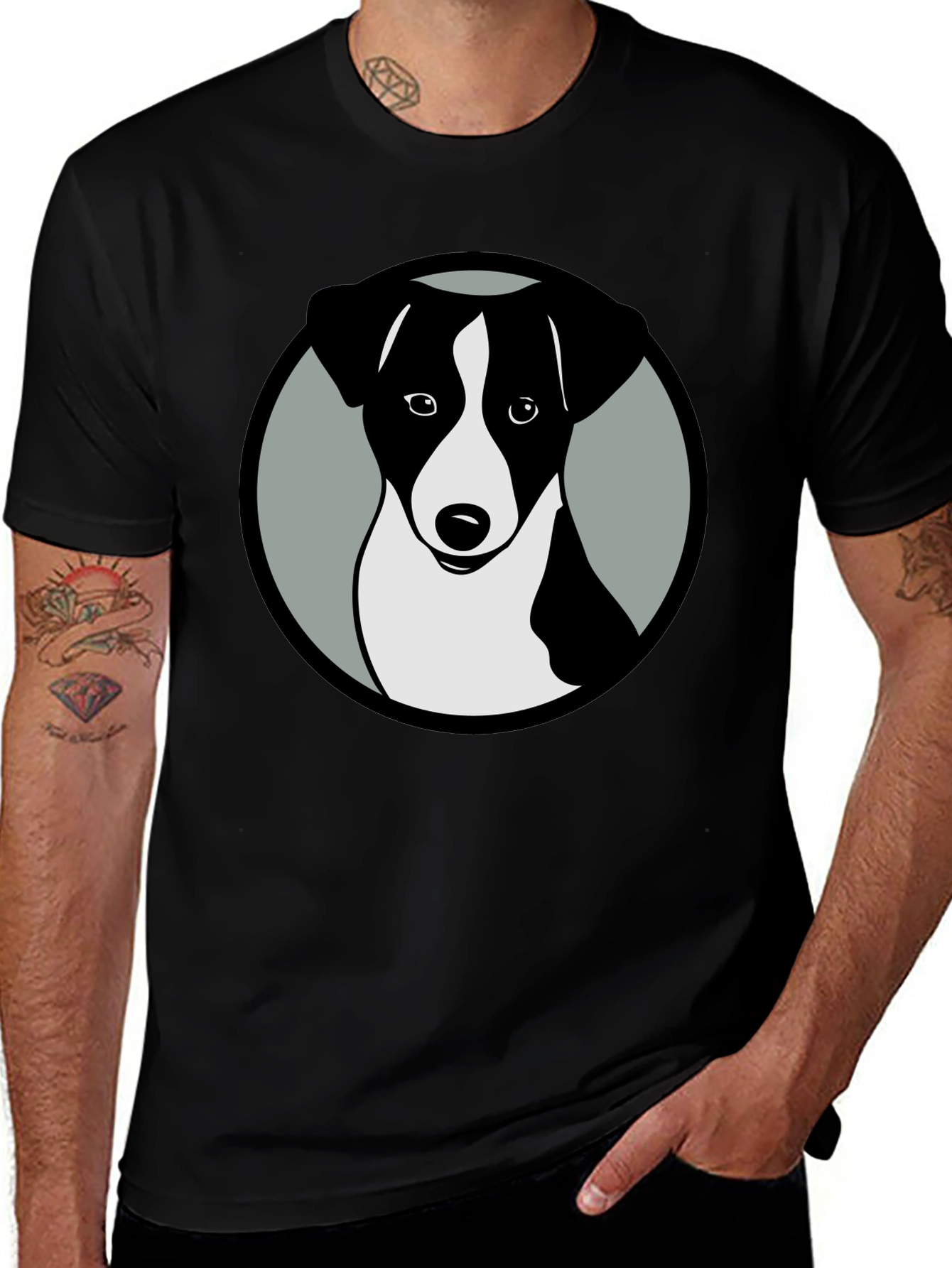 Variant 20 of Dog Graphic Black T-Shirt, Stylish Animal Tee