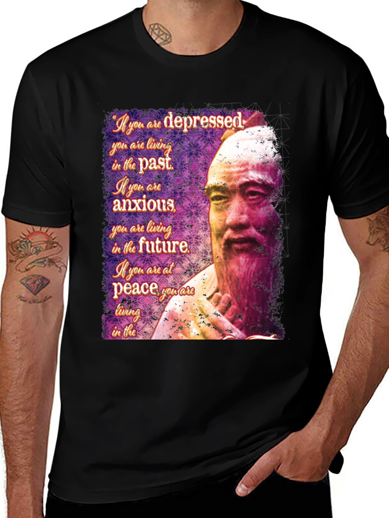 Inspirational Confucius Quote Graphic Print T-Shirt