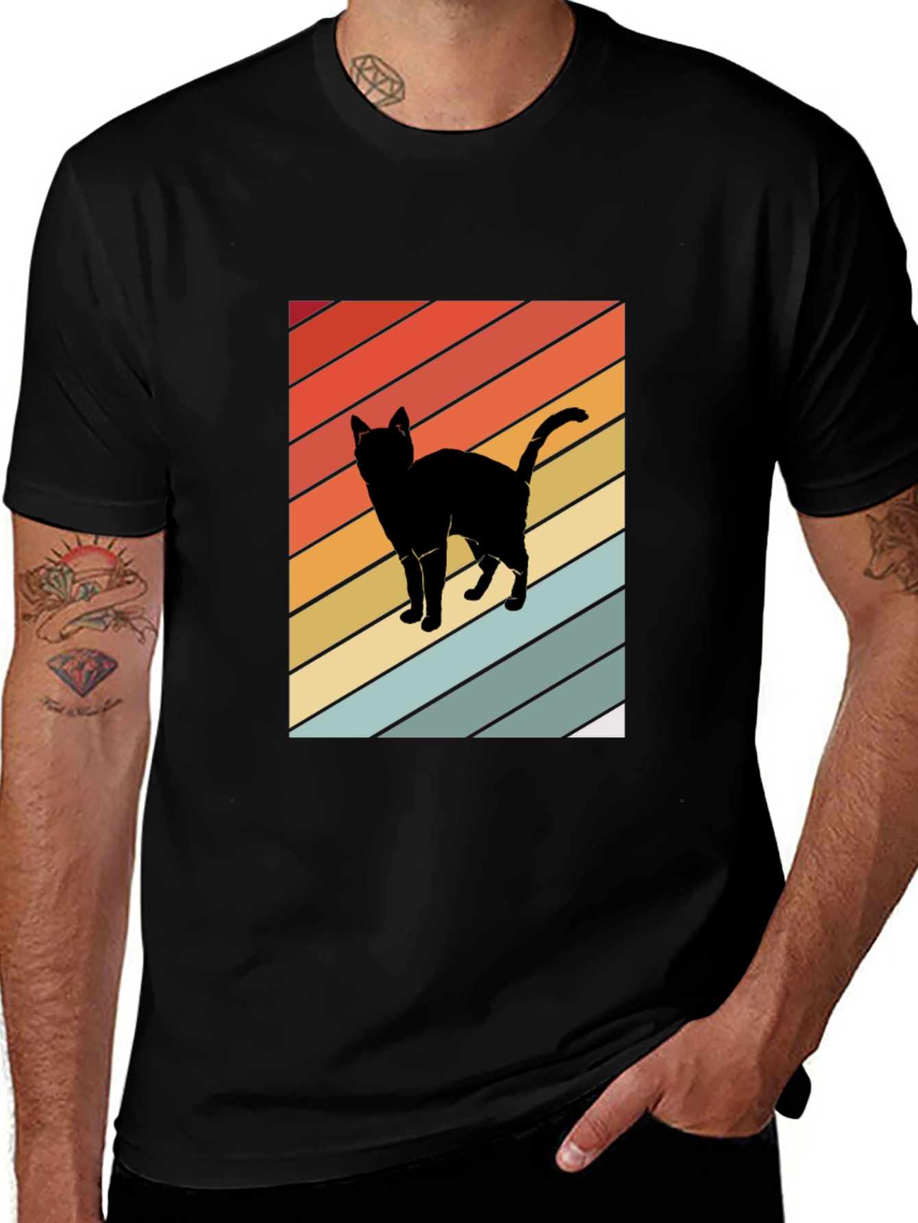 Variant 7 of Retro Cat Silhouette Tee