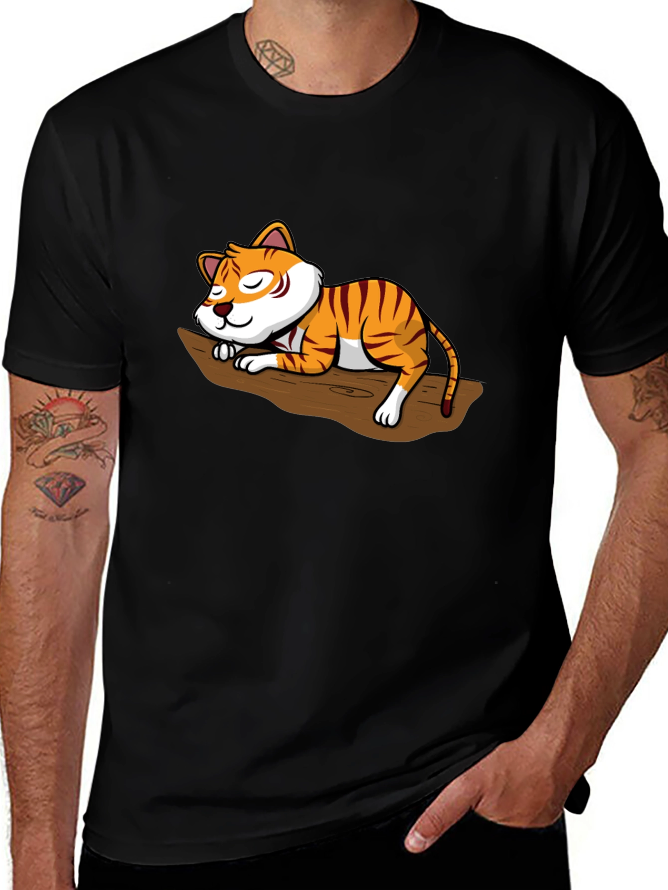 Variant 27 of Sleeping Tiger Graphic Tee - Black