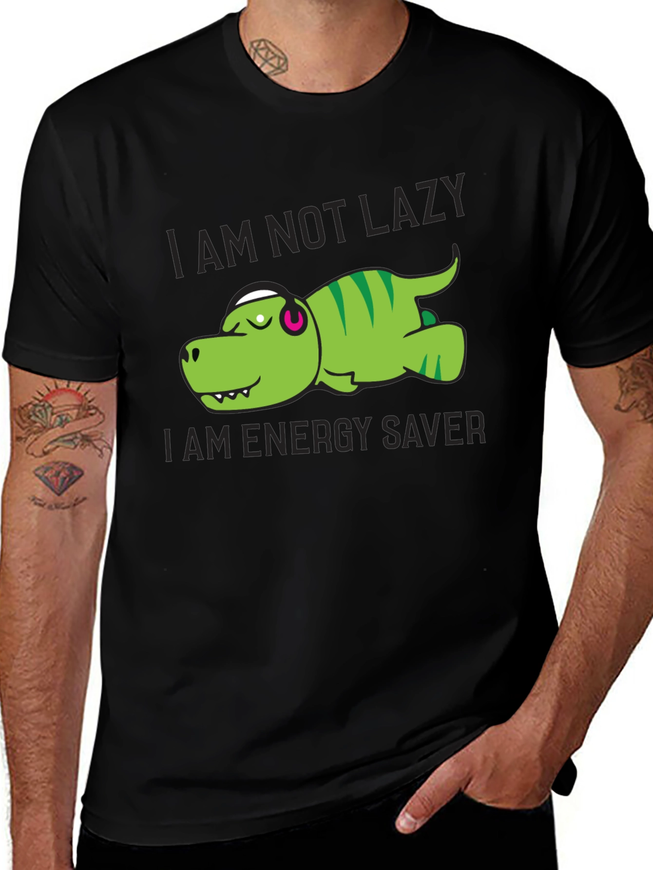 Variant 13 of I Am Not Lazy Energy Saver T-Shirt - Black