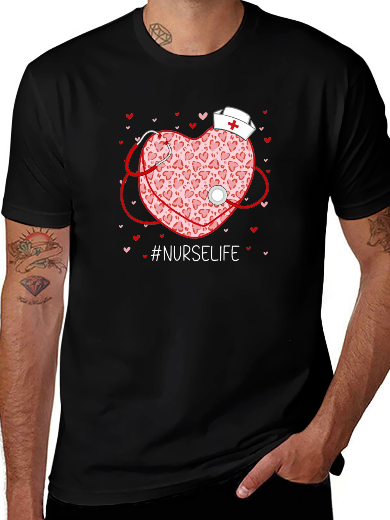Variant 23 of Nurse Life Heart Stethoscope Graphic Tee