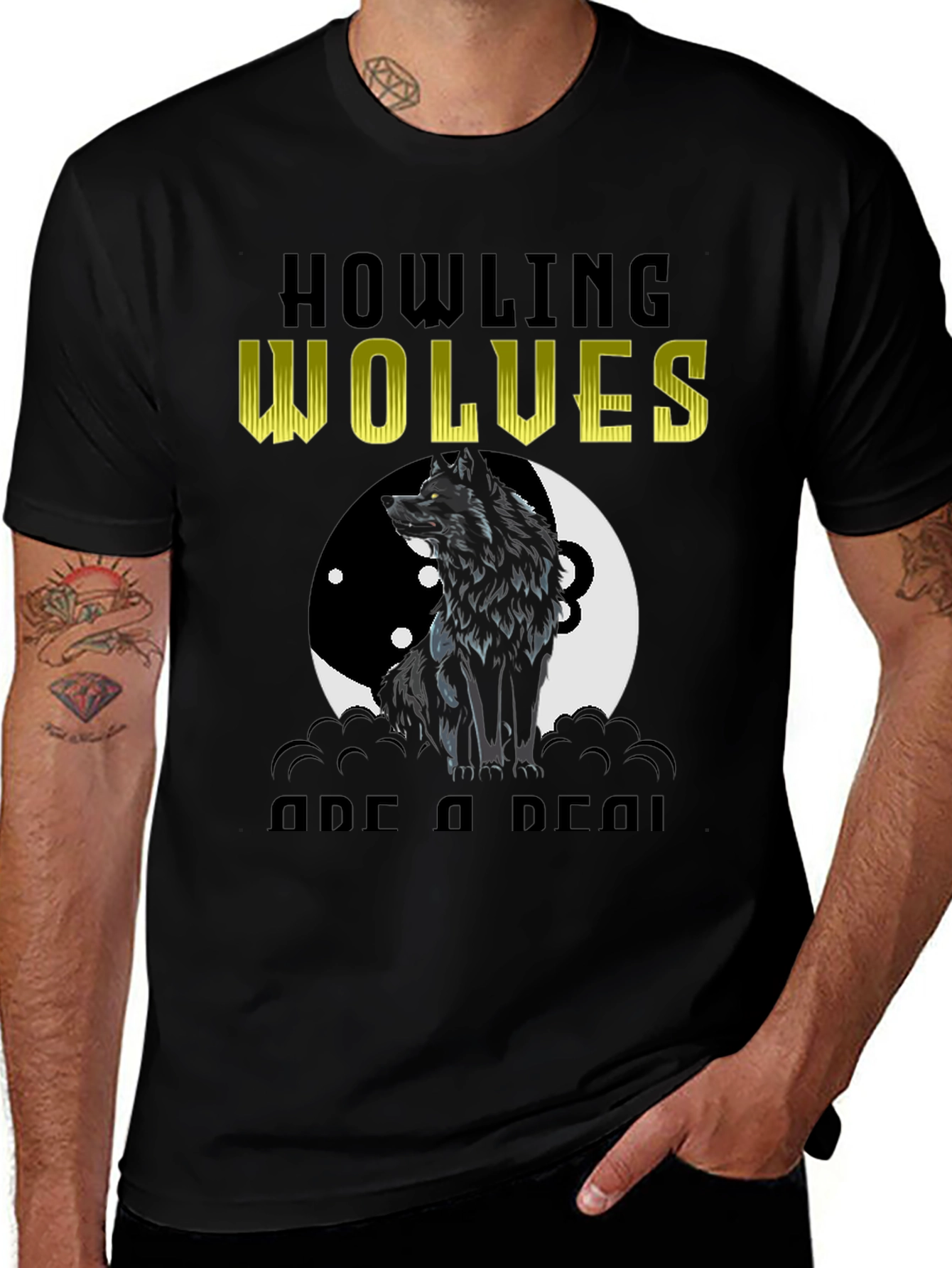 Variant 28 of Howling Wolves Graphic Tee - Black T-Shirt